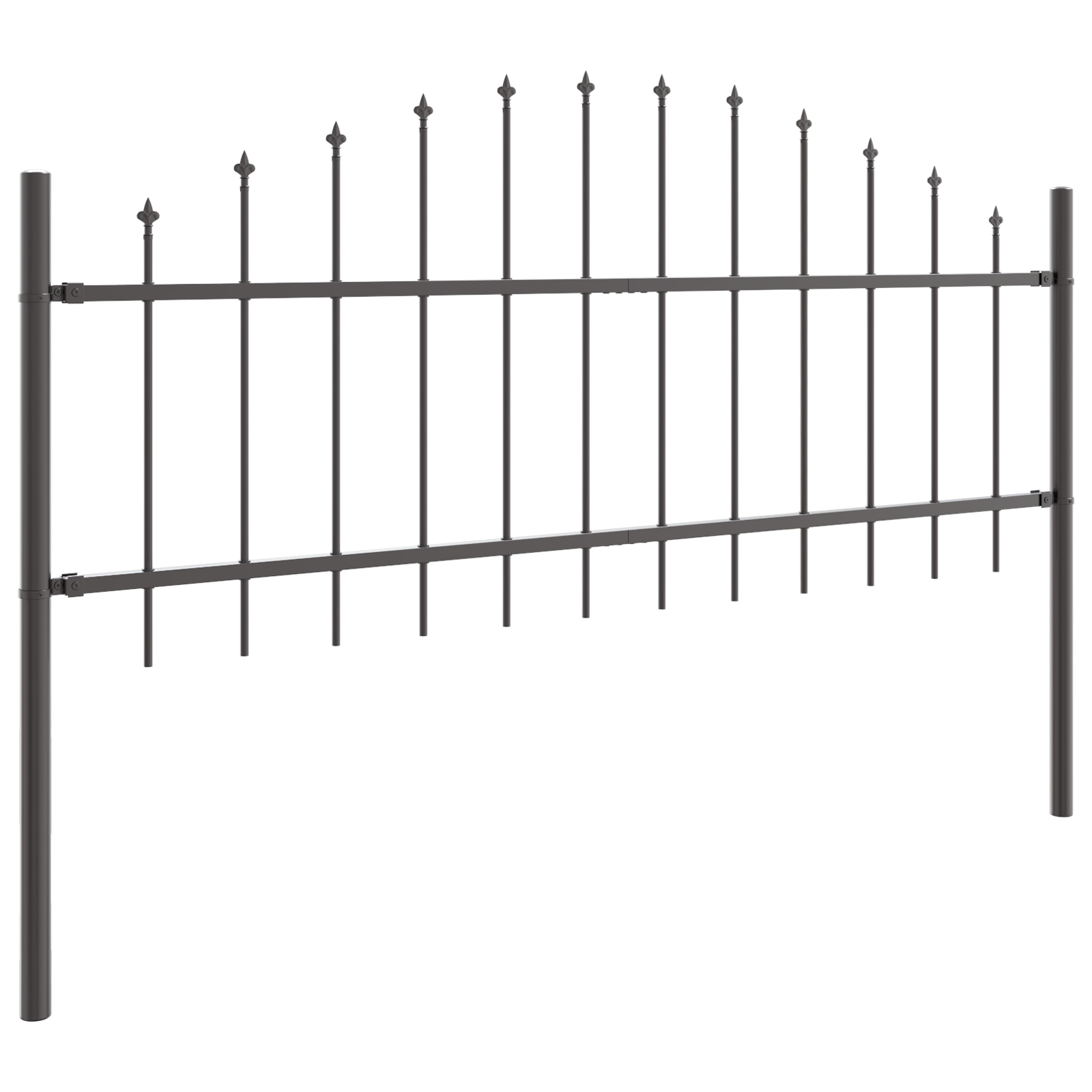 Grey Garden Fence with Hoop Top - 10.2x0.75 m Steel - Image 3
