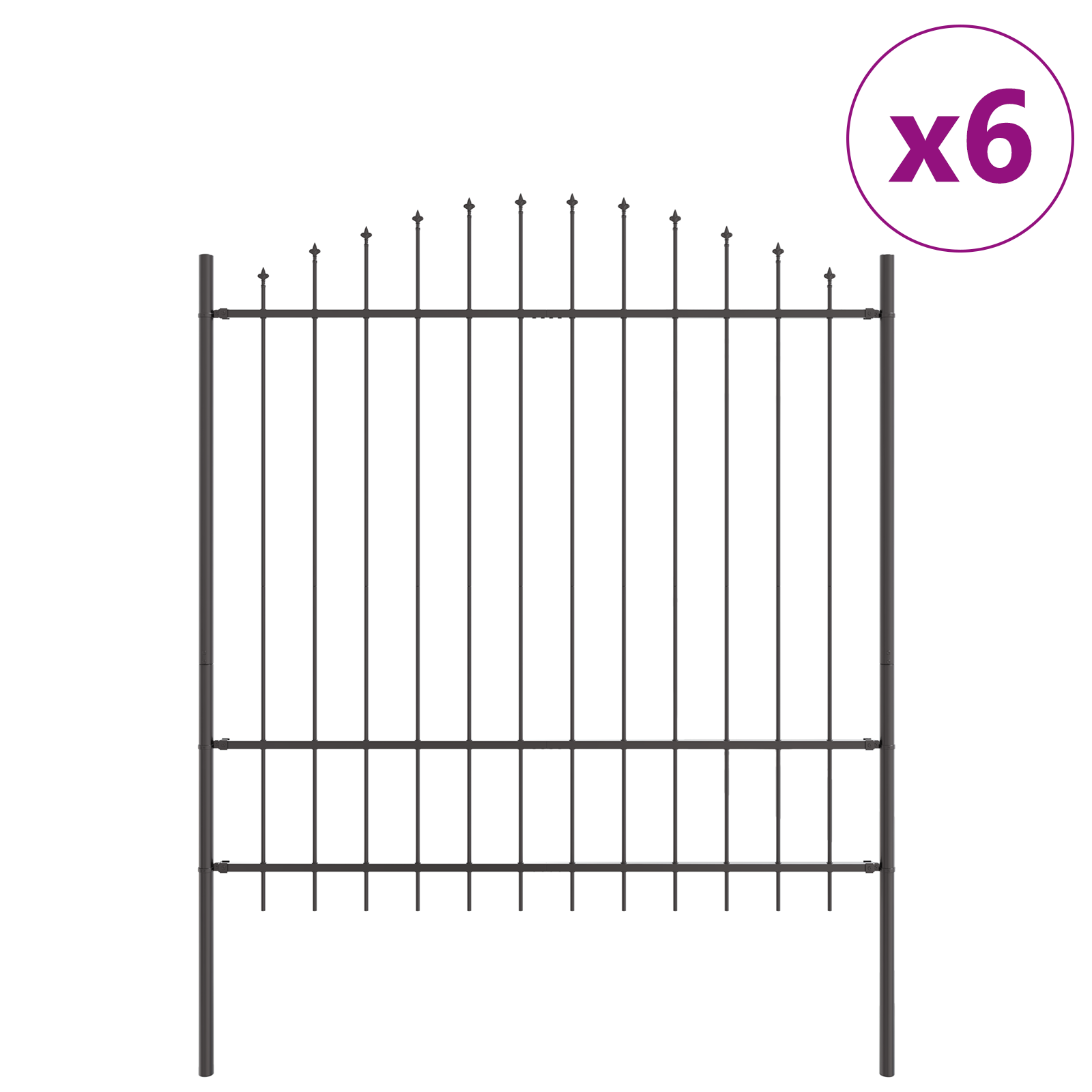 Garden Fence with Hoop Top Grey 10,2x1,75 m Steel - Image 2