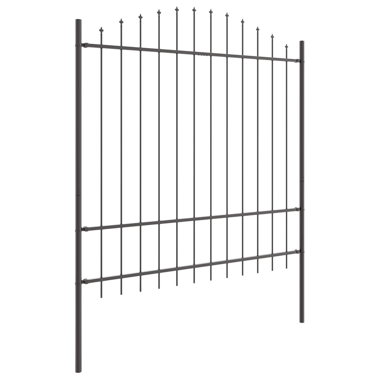 Garden Fence with Hoop Top Grey 10,2x1,75 m Steel - Image 3