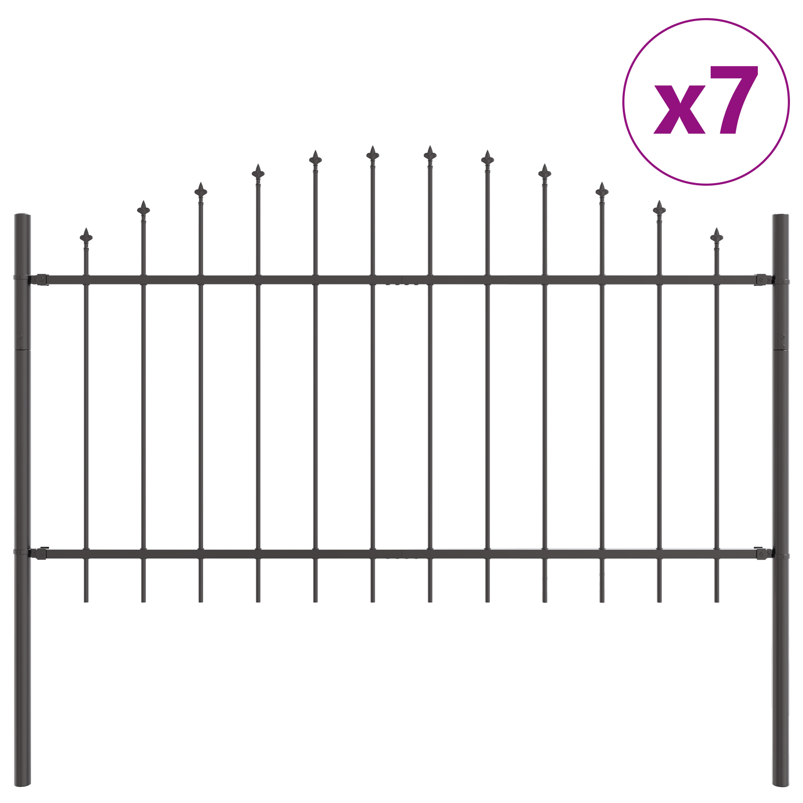 Garden Fence with Hoop Top - Grey, 11.9 x 1 m Steel - Image 2