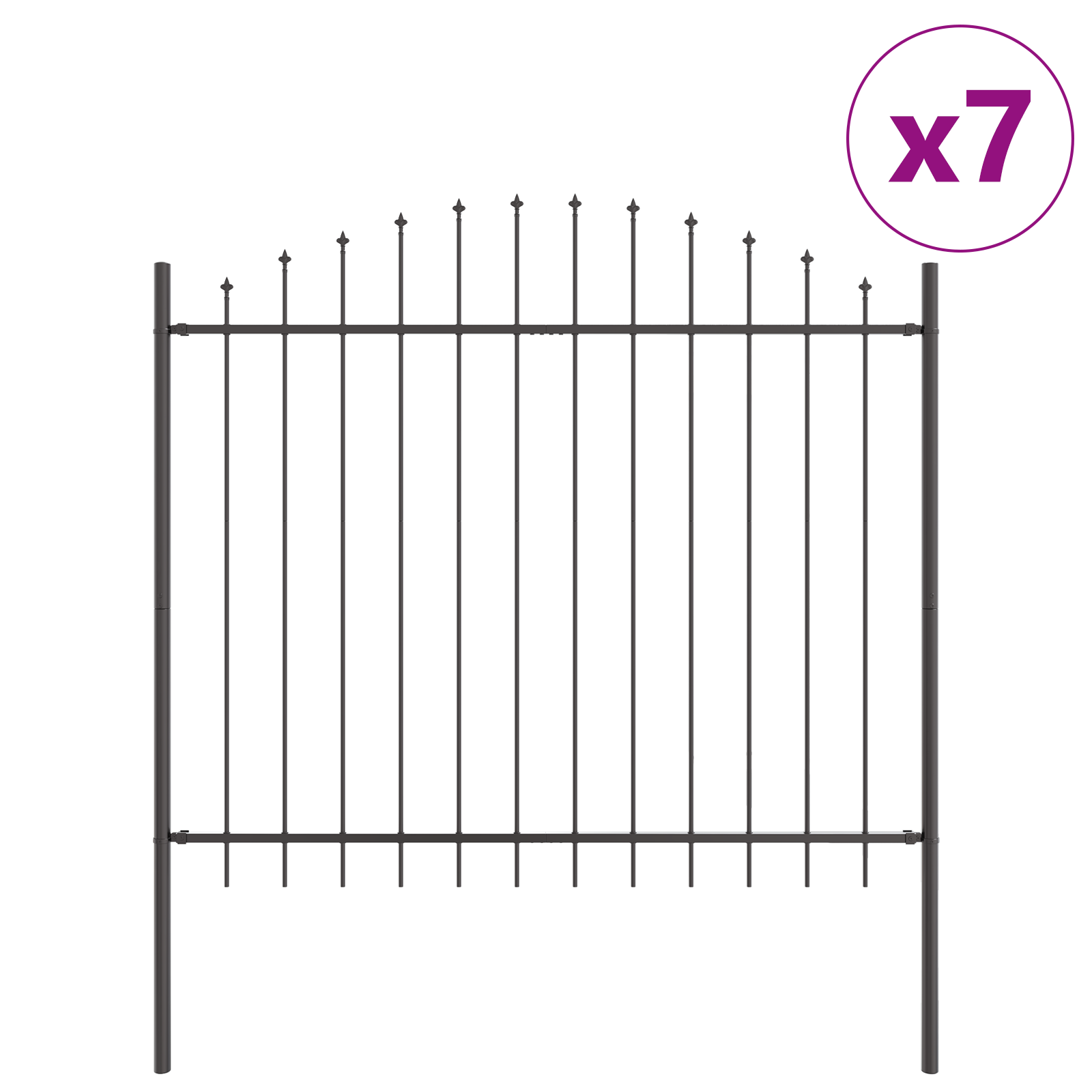 Garden Fence with Hoop Top Grey 11.9x1.25 m Steel - Image 2