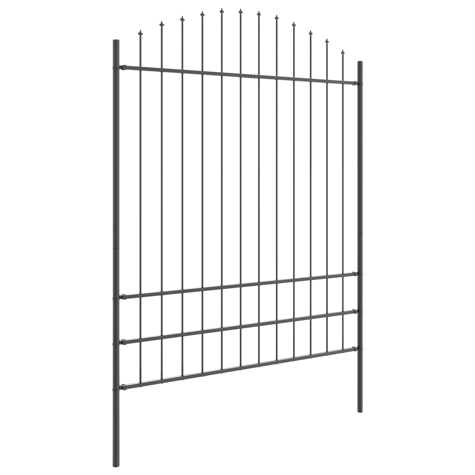 Garden Fence with Hoop Top in Grey - 13.6 x 2 m Steel - Image 3