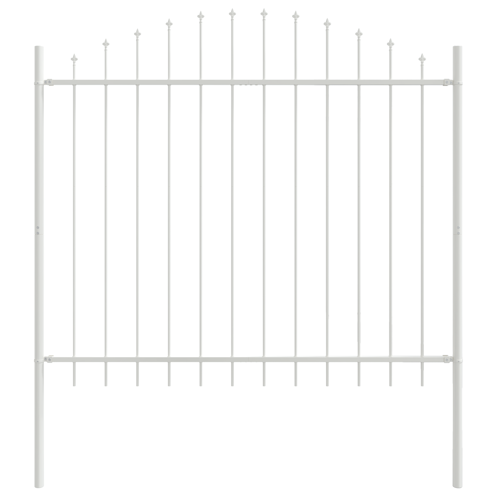 White Garden Fence with Hoop Top, 3.4m x 1.25m - Made of Steel - Image 4