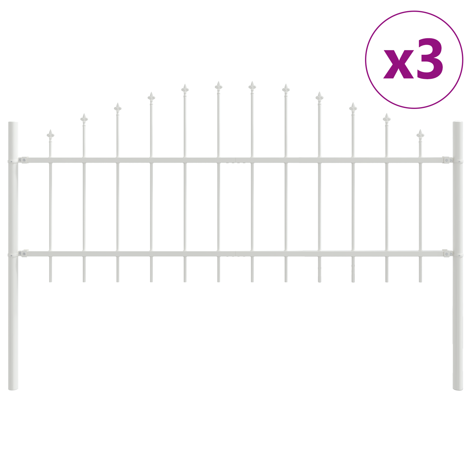 Garden Fence with Hoop Top White 5.1x0.75 m Steel - Image 2