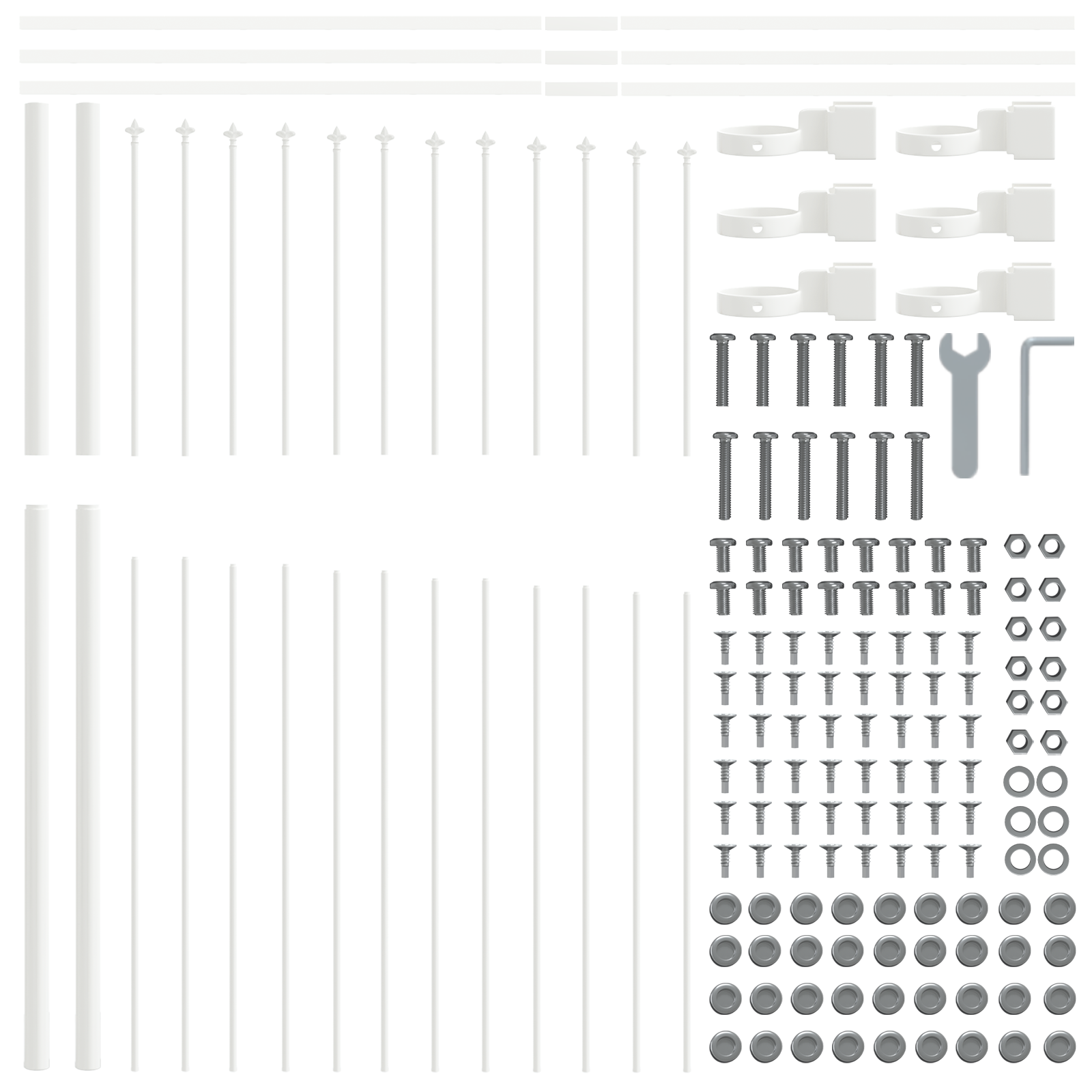 Garden Fence with Hoop Top White 5,1x1,75 m Steel - Image 5