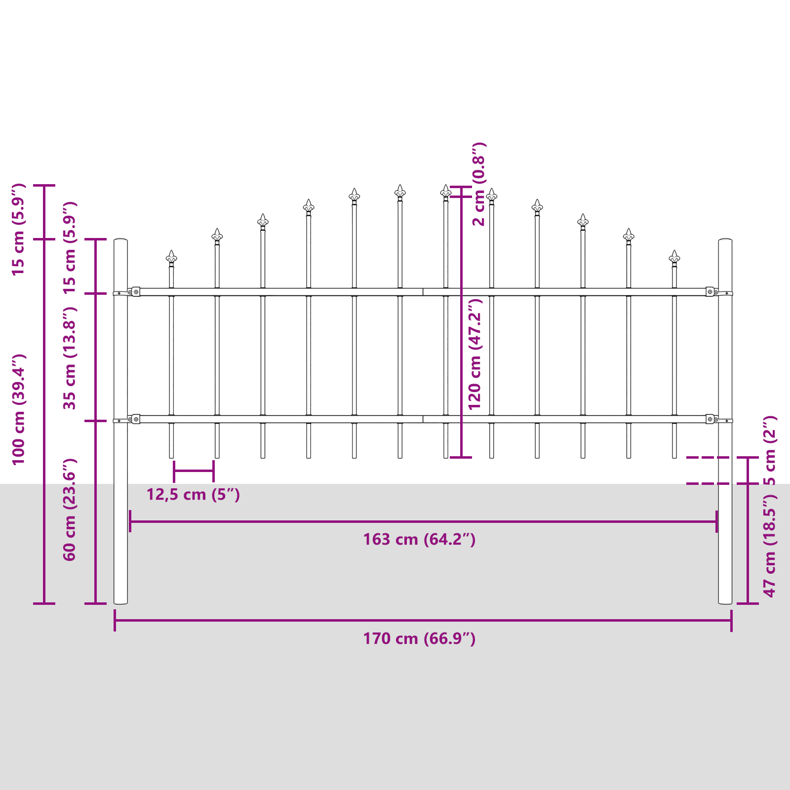 Fence Panel with Spike Arch Set of 4 White Powder-Coated Steel - Image 7