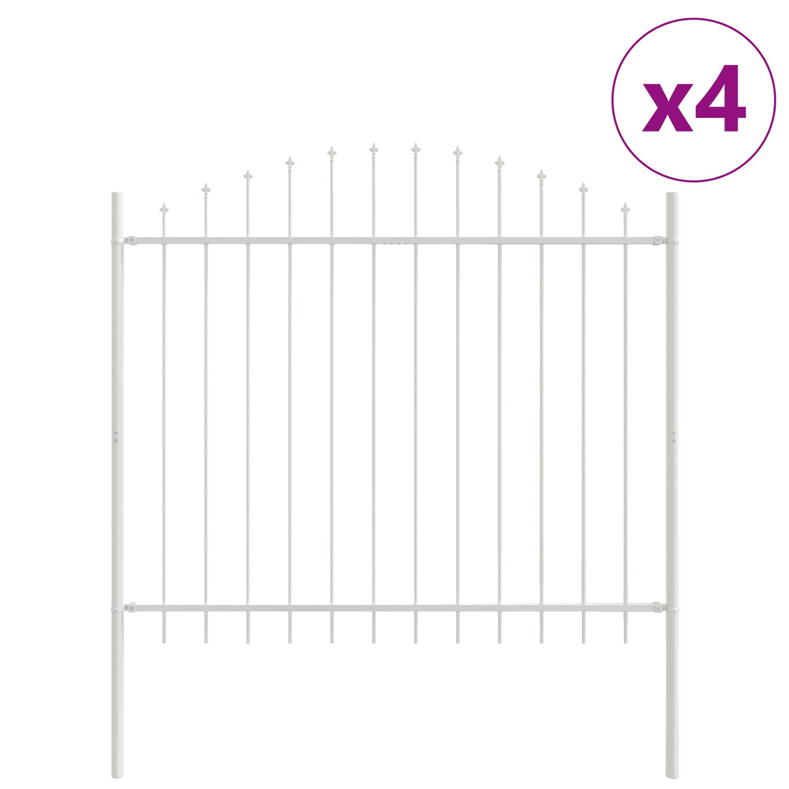 Garden Fence with Hoop Top White 6.8x1.5 m Steel - Image 2