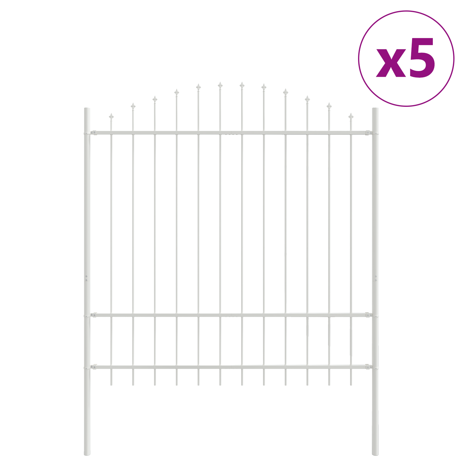 Garden Fence with Hoop Top White 8.5x1.75 m Steel - Image 2
