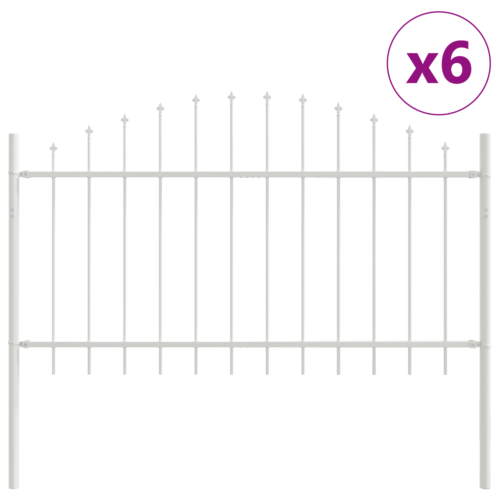 Garden Fence with Hoop Top White 10.2x1 m Steel - Image 2