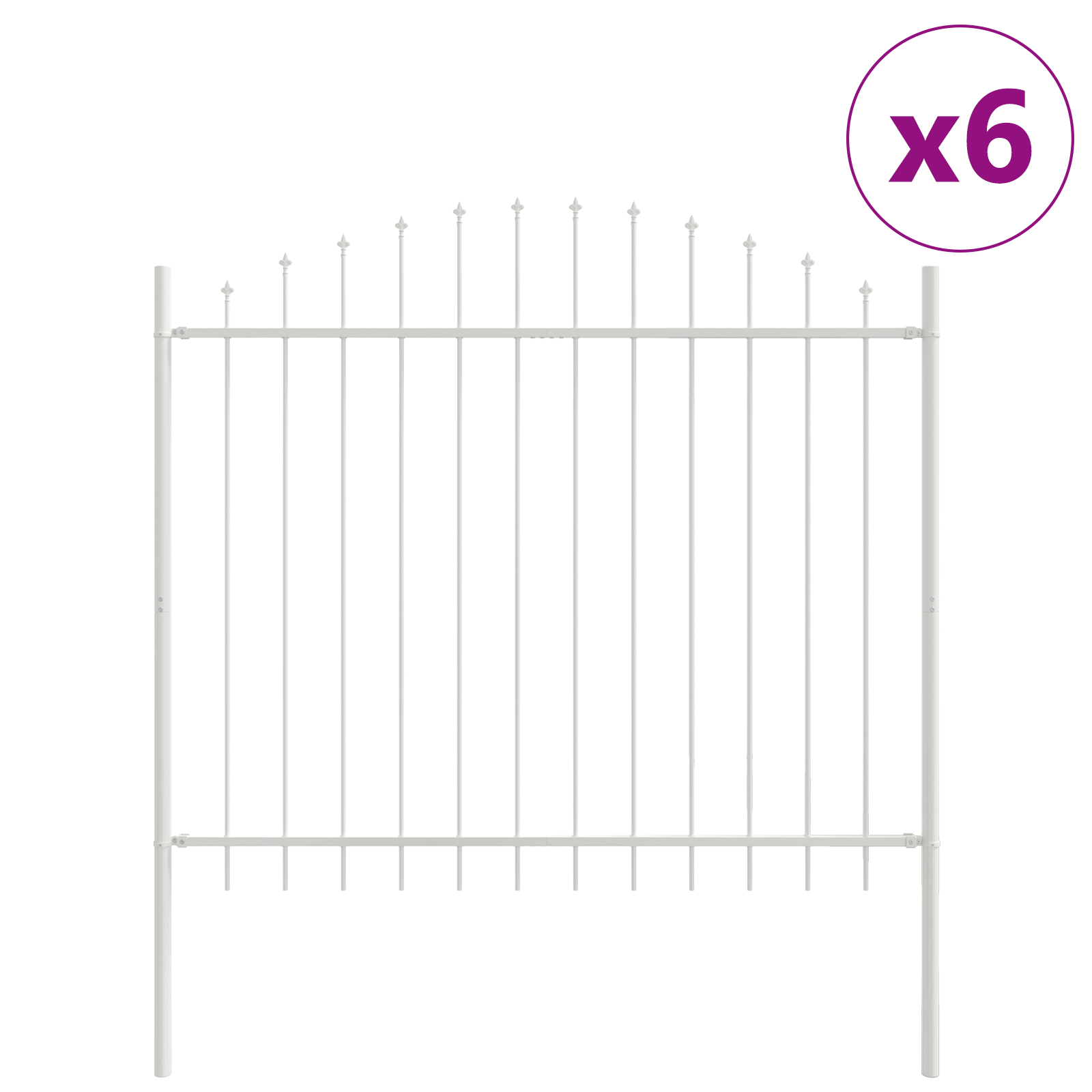 Garden Fence with Hoop Top, White, 10.2x1.25 m, Steel - Image 2