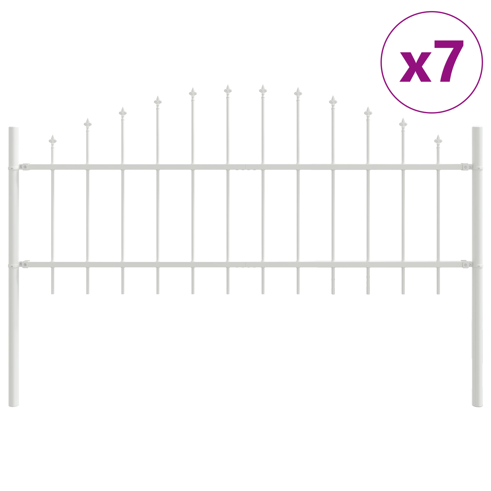 White Garden Fence with Hoop Top - 11.9 x 0.75 m Steel - Image 2