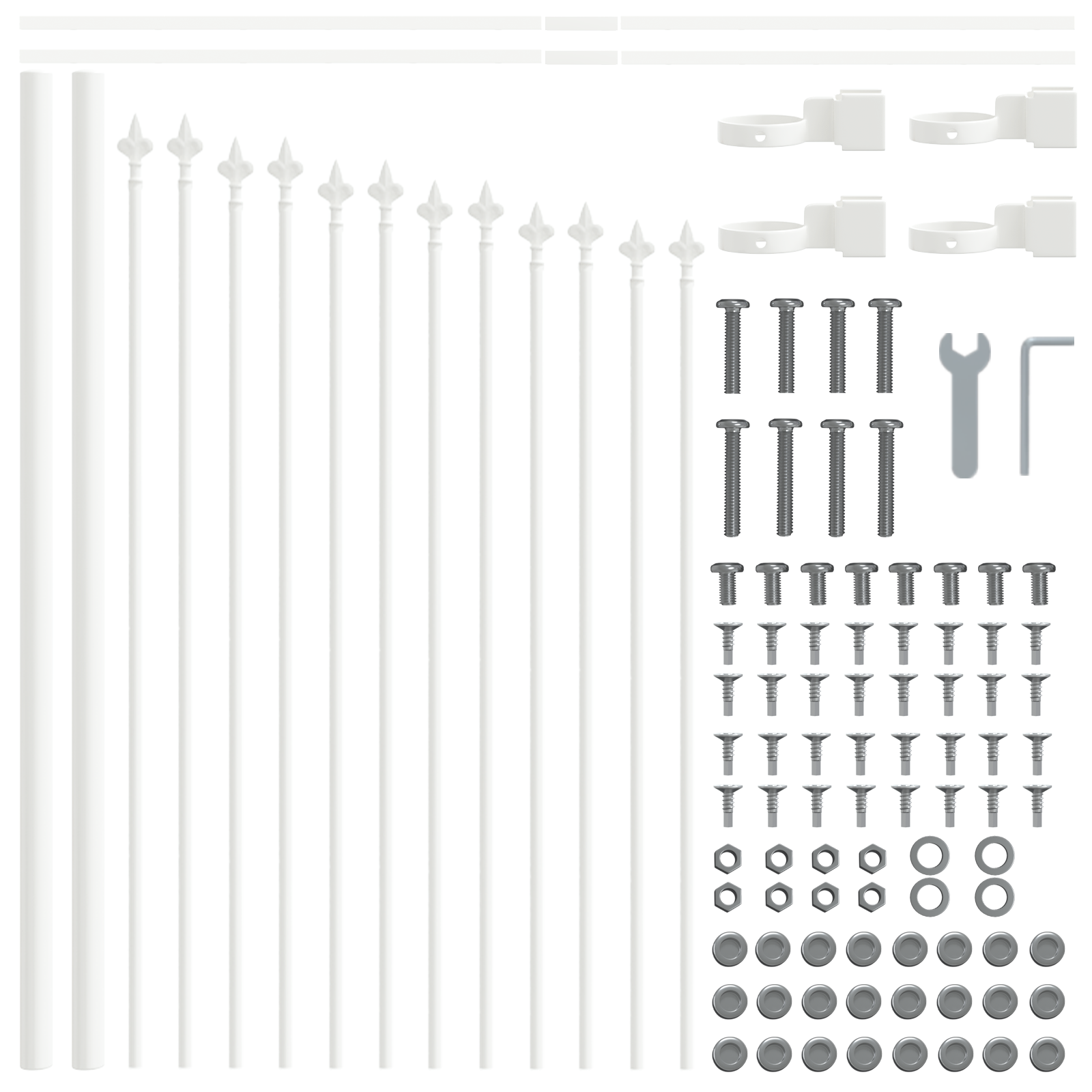 White Garden Fence with Hoop Top - 11.9 x 0.75 m Steel - Image 5