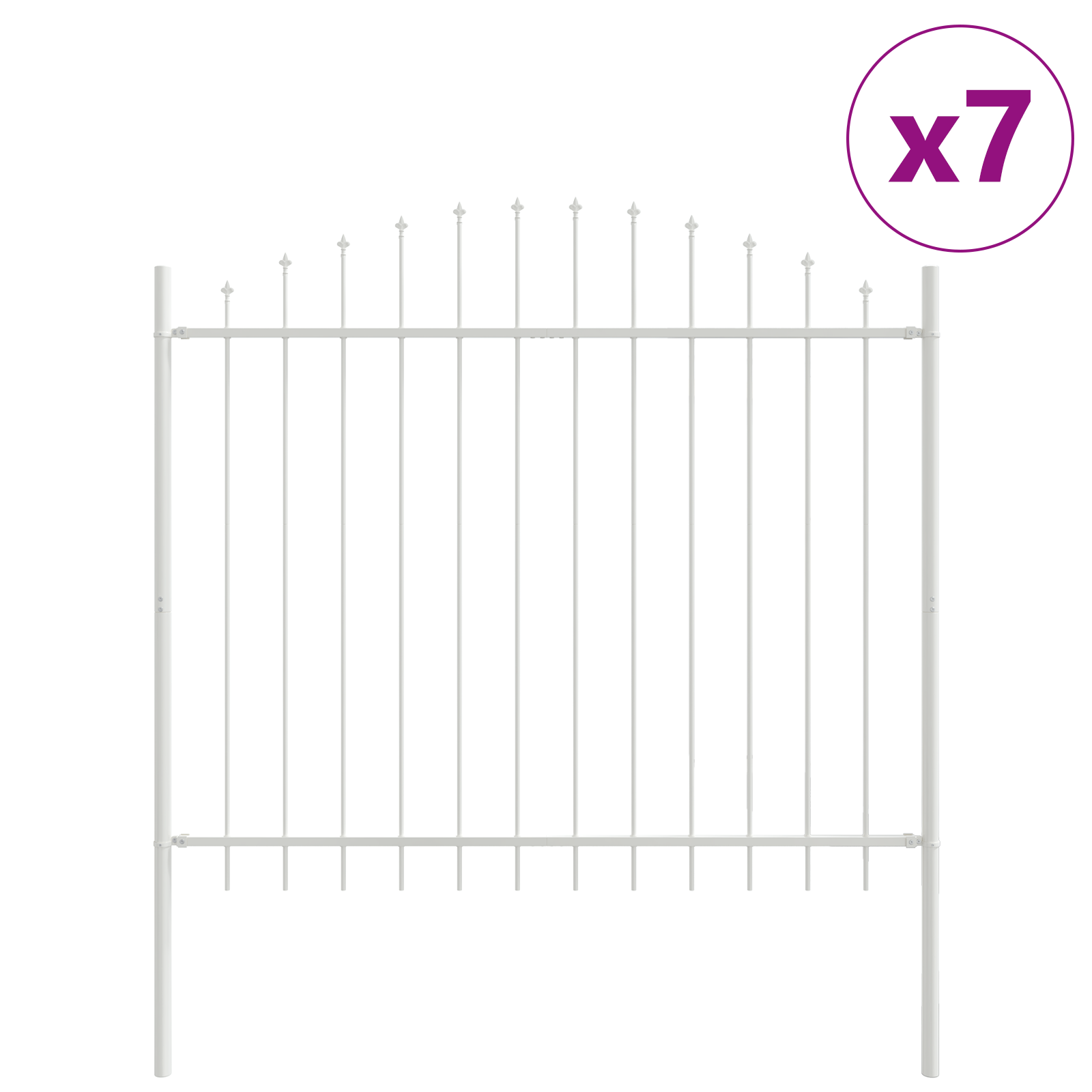 Garden Fence with Hoop Top White 11.9x1.5 m Steel - Image 2