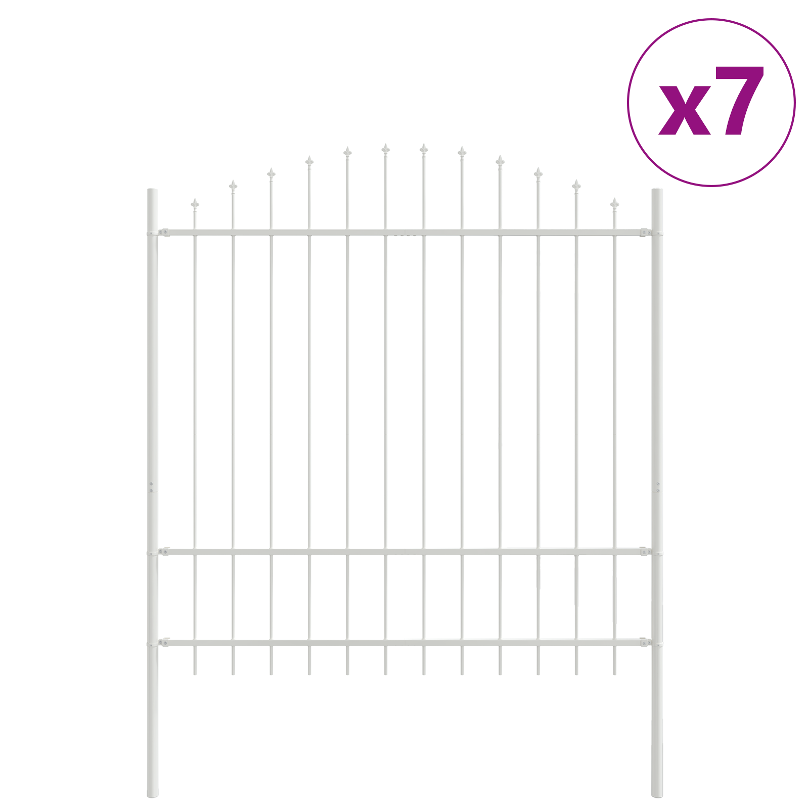 Garden Fence with Hoop Top - White, 11.9 x 1.75 m, Made of Steel - Image 2