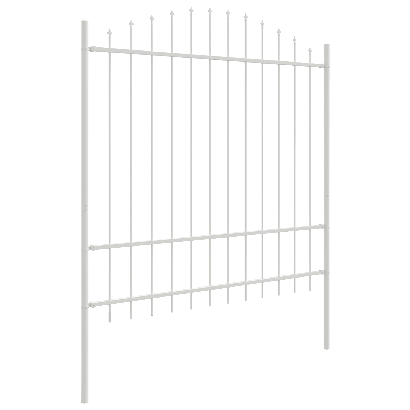 Garden Fence with Hoop Top - White, 11.9 x 1.75 m, Made of Steel - Image 3