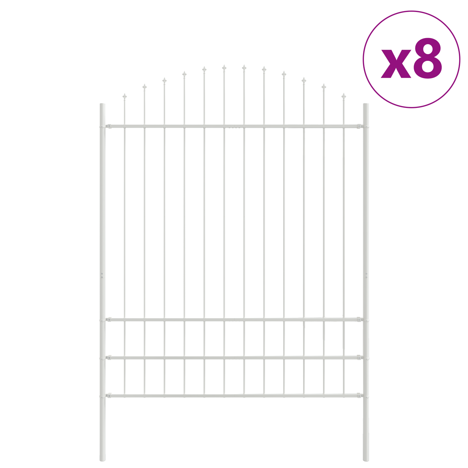 Garden Fence with Hoop Top - White, 13.6x2 m, Made of Steel - Image 2