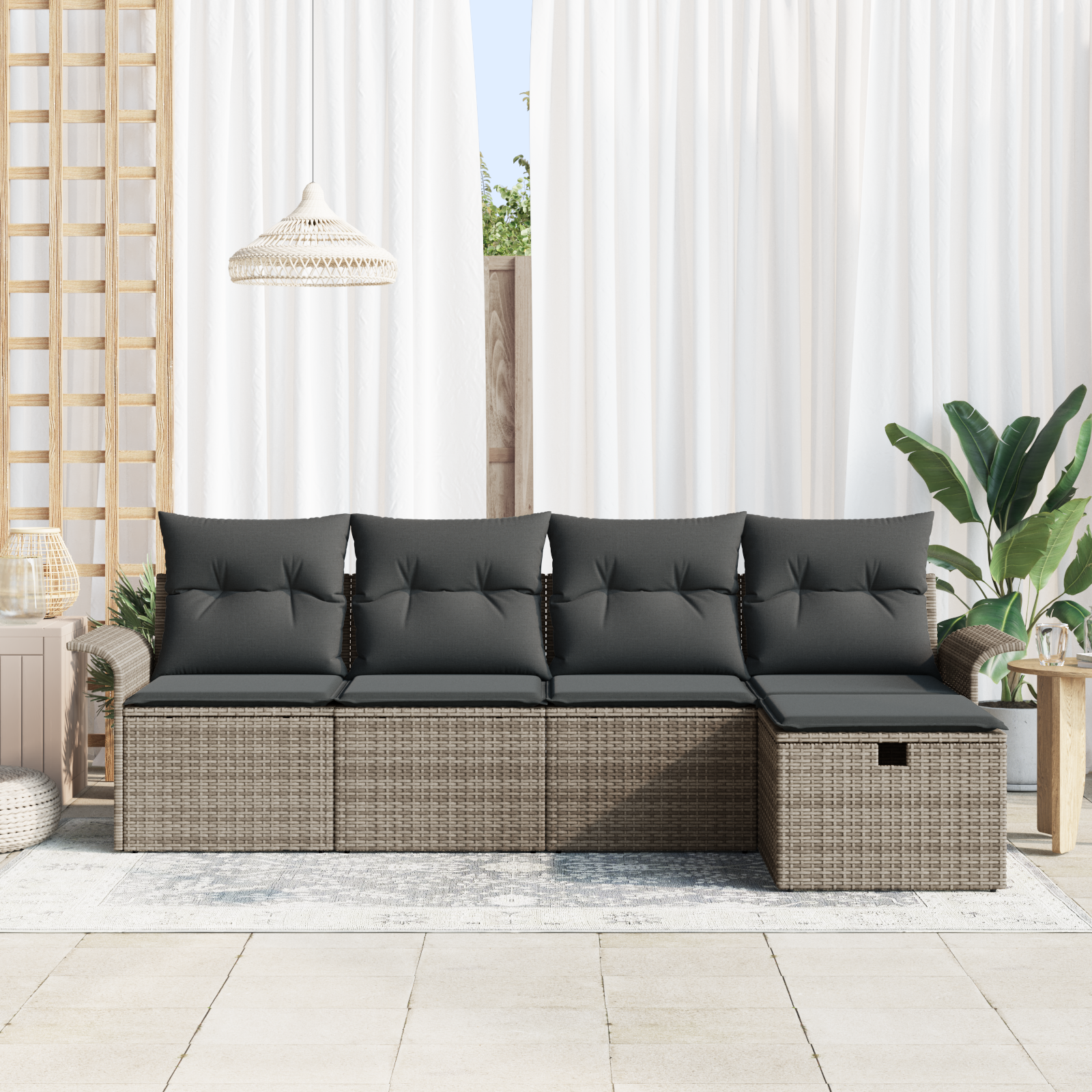 Thumbnail - vidaXL 5-teiliges Garten Sofa Set mit Kissen Grau Poly Rattan