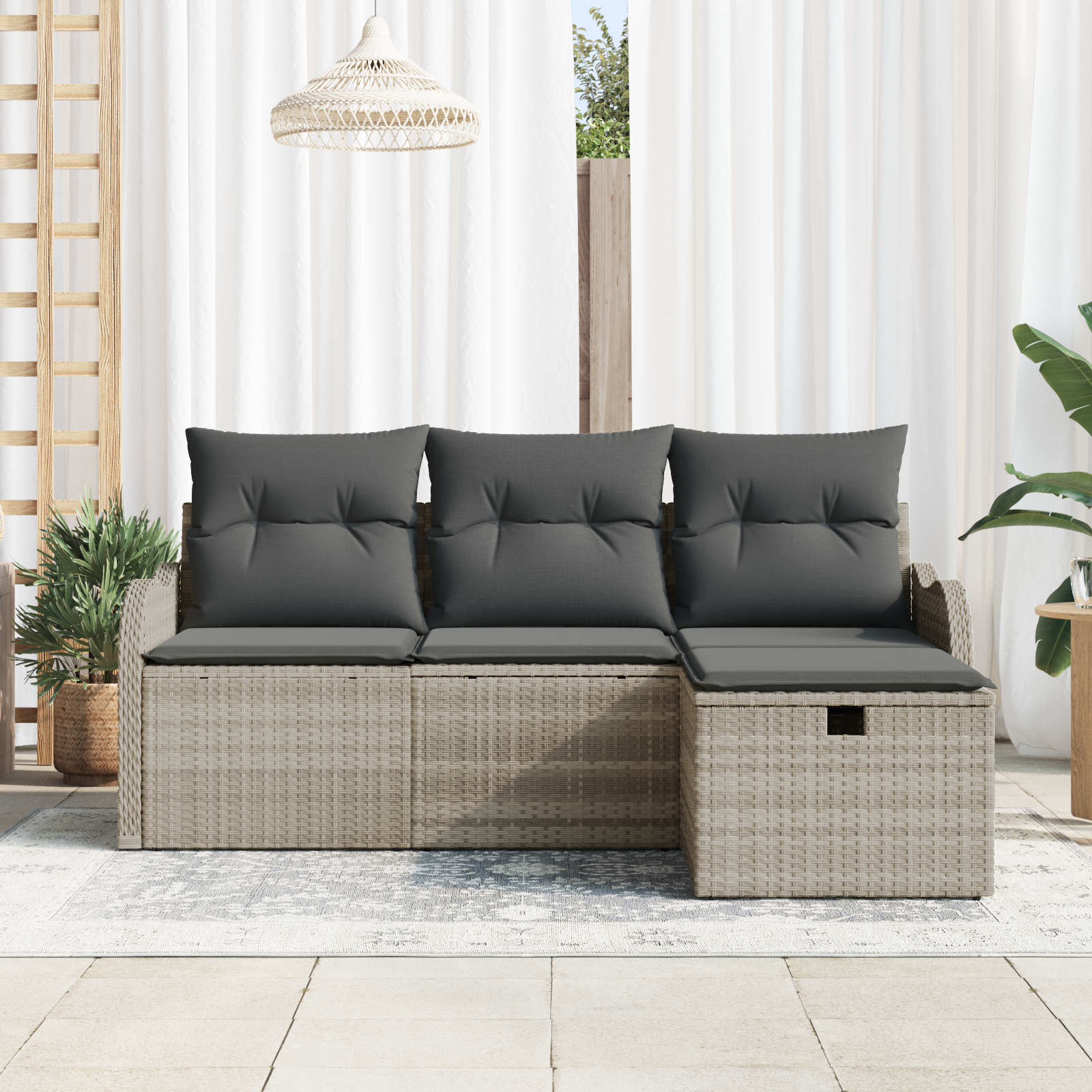 Thumbnail - vidaXL 4-teiliges Garten Sofa Set mit Kissen, hellgrauem Poly Rattan