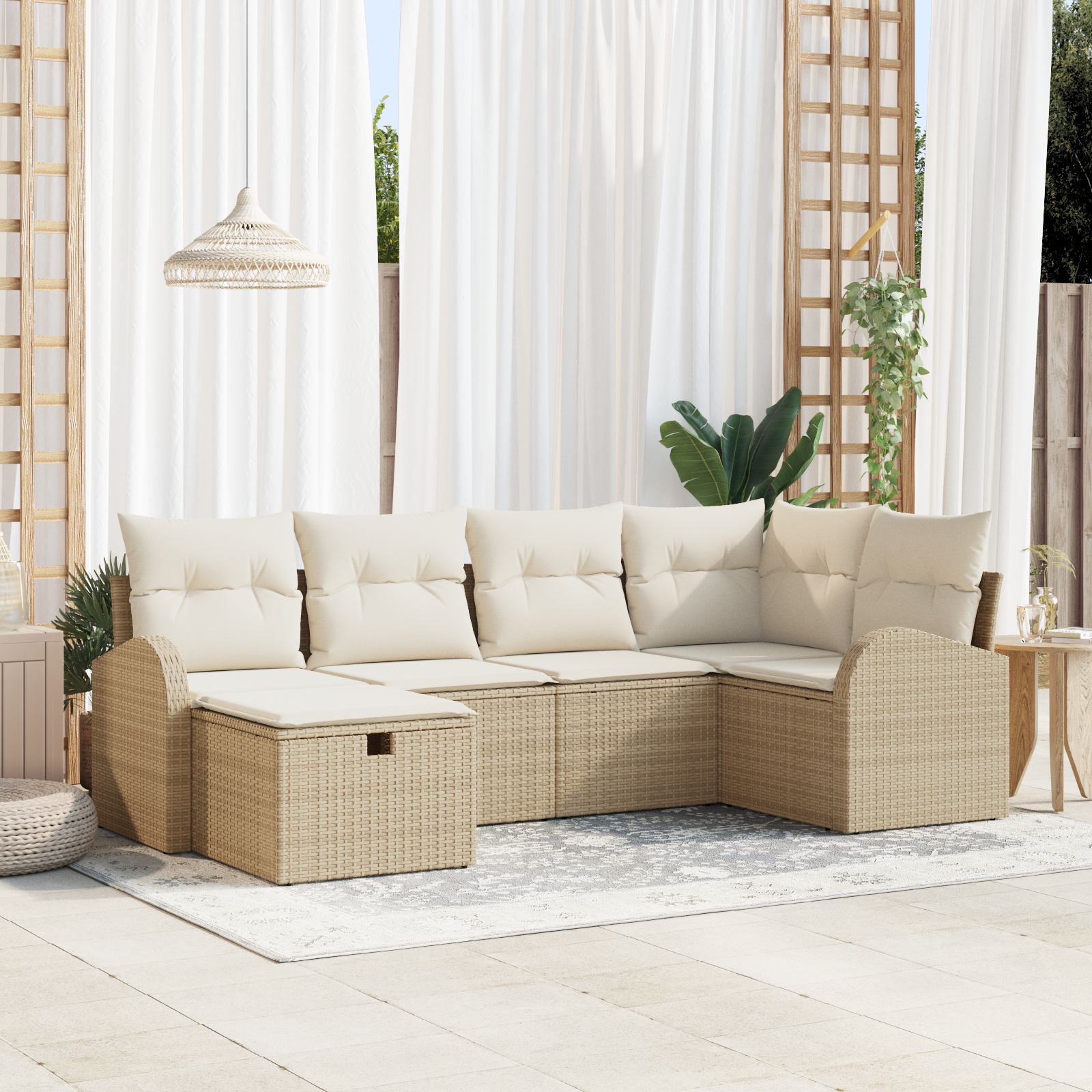 Thumbnail - vidaXL 6-teiliges Garten Sofa Set mit Kissen Beige Poly Rattan