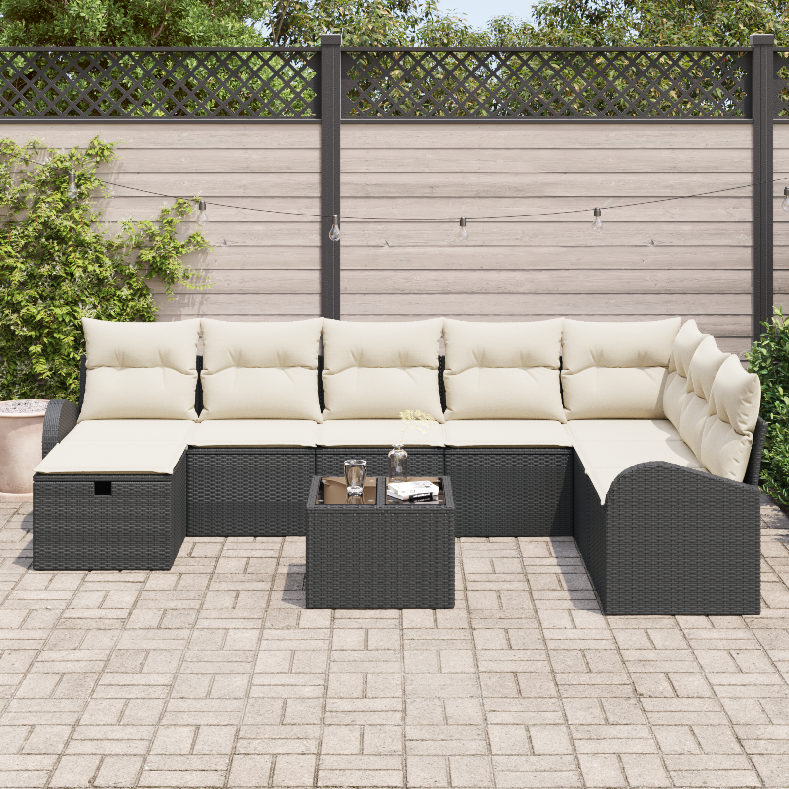 Thumbnail - vidaXL 9-tlg. Garten-Sofagarnitur mit Kissen Schwarz Poly Rattan
