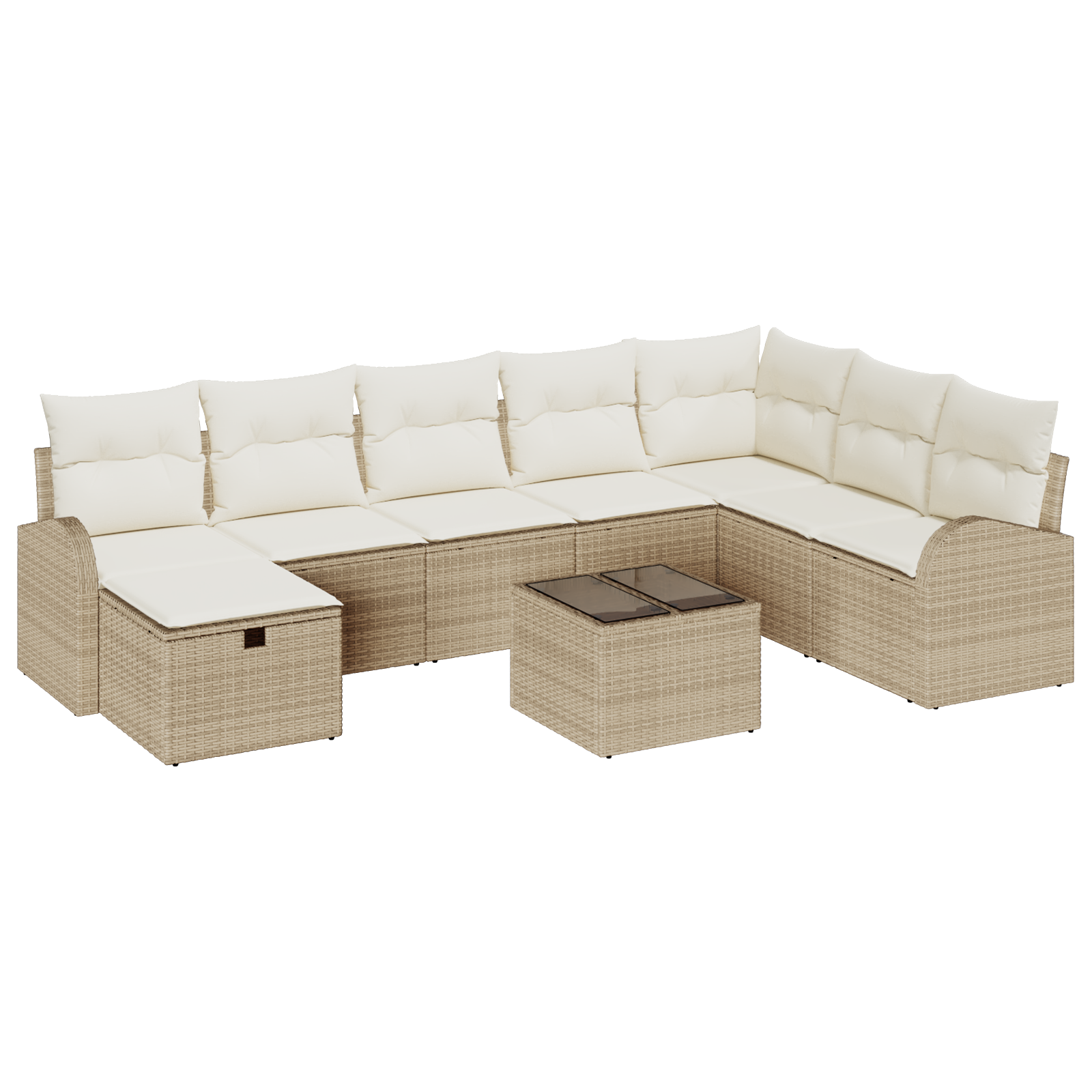 Thumbnail - vidaXL 9-tlg. Garten-Sofagarnitur mit Kissen Beige Poly Rattan