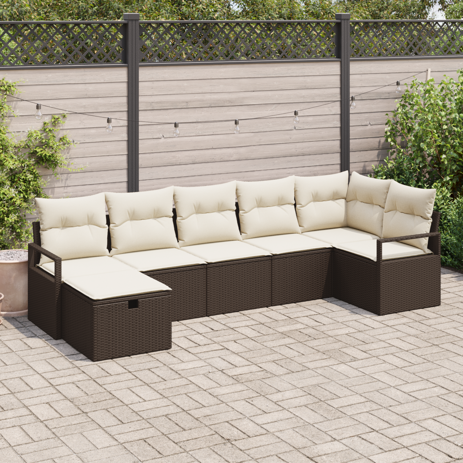 Thumbnail - vidaXL 7-tlg. Garten-Sofagarnitur mit Kissen Braun Poly Rattan