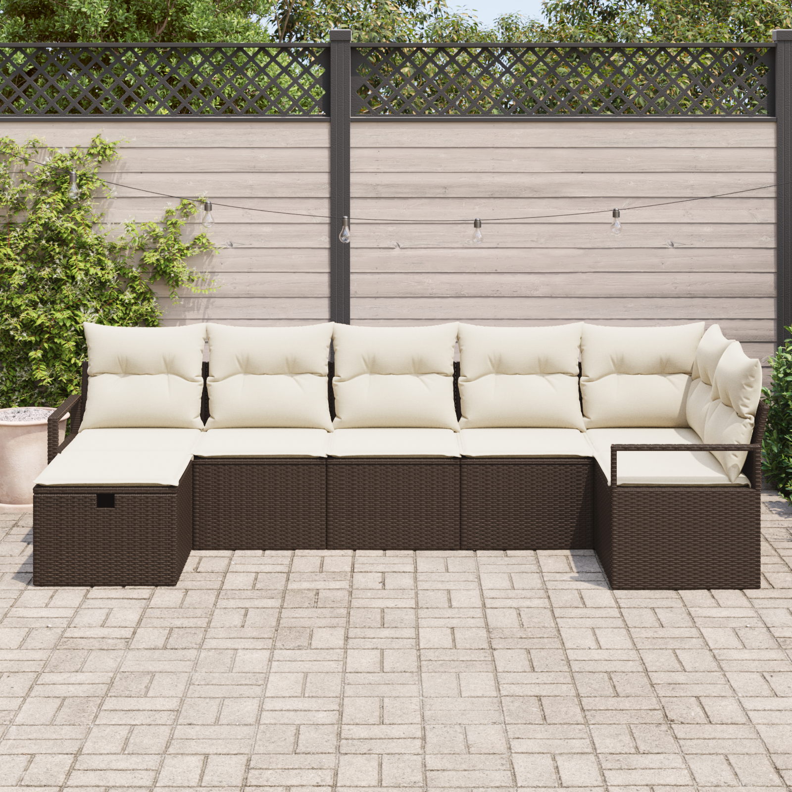 Thumbnail - vidaXL 7-tlg. Garten-Sofagarnitur mit Kissen Braun Poly Rattan