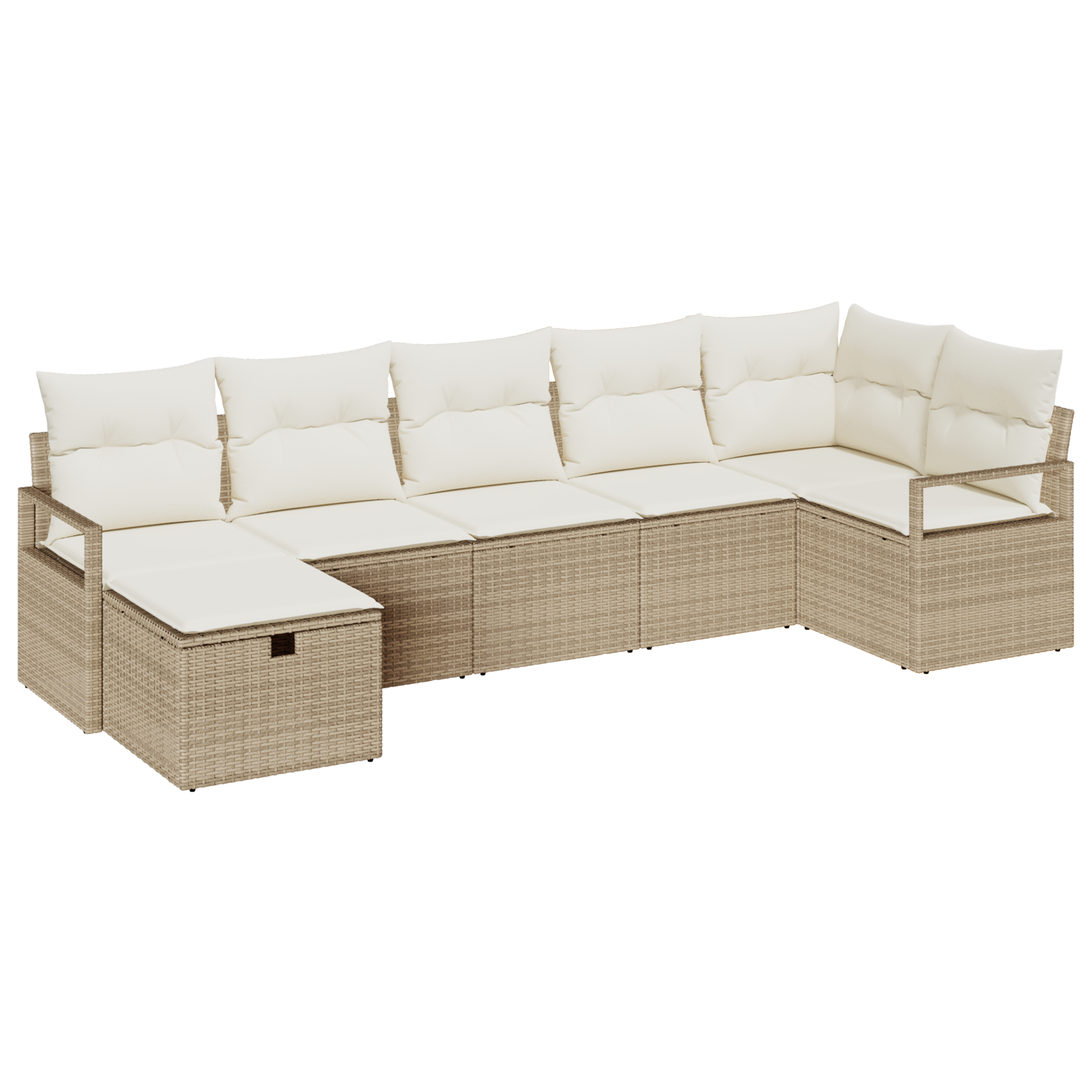 Thumbnail - vidaXL 7-teiliges Garten-Sofa-Set mit Kissen Beige Poly-Rattan