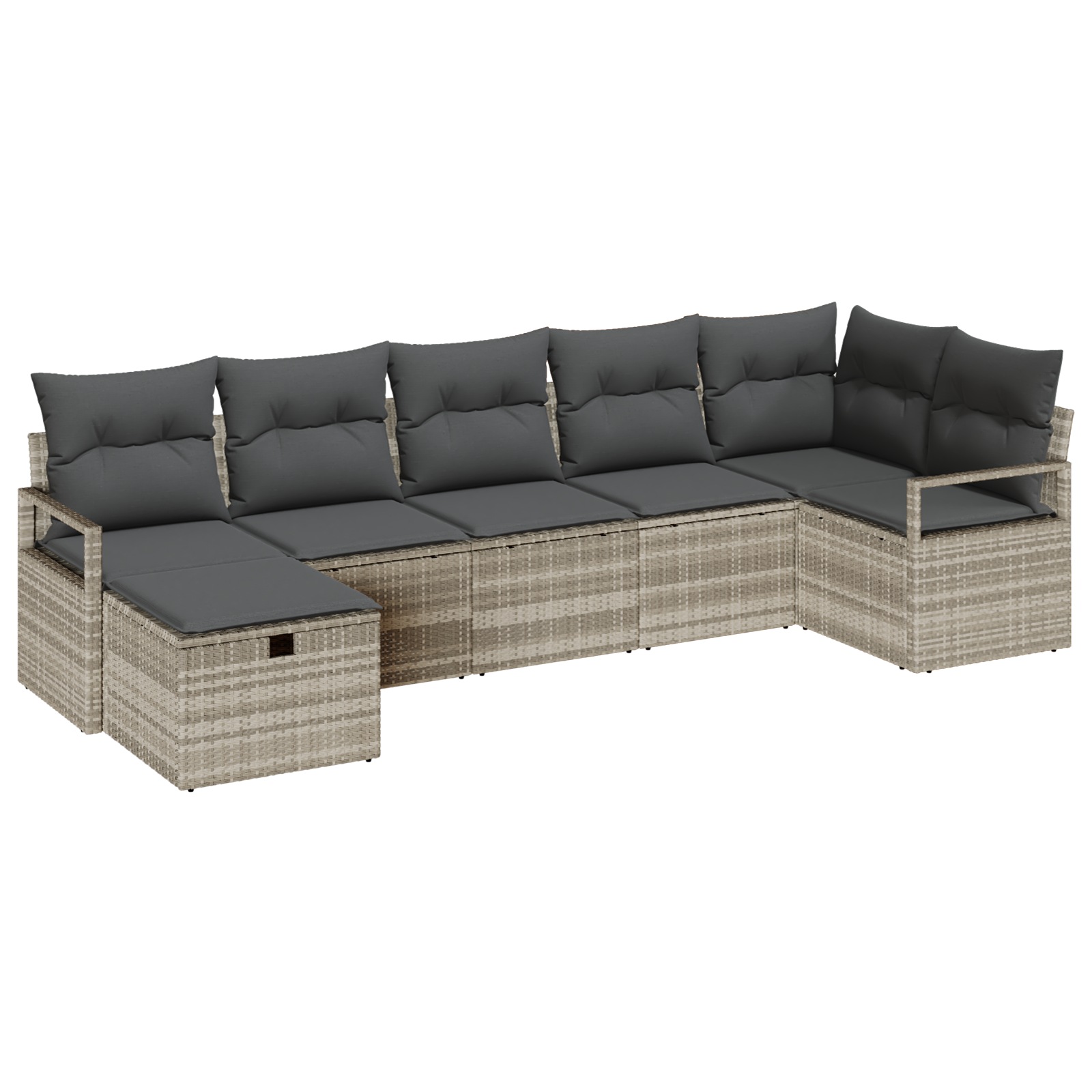 Thumbnail - vidaXL 7-tlg. Garten-Sofagarnitur mit Kissen Hellgrau Poly Rattan
