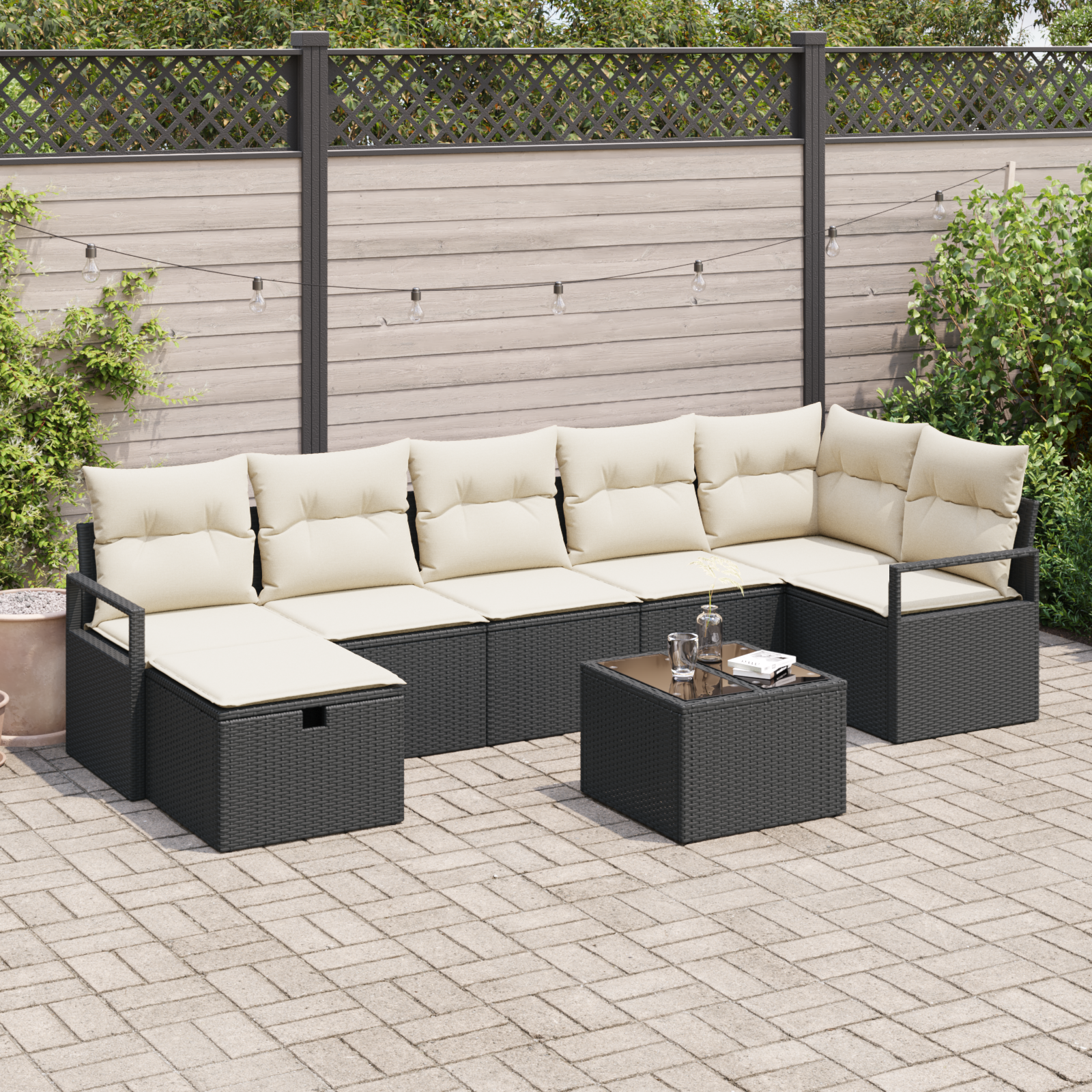 Thumbnail - vidaXL 8-tlg. Garten-Sofagarnitur mit Kissen Schwarz Poly Rattan