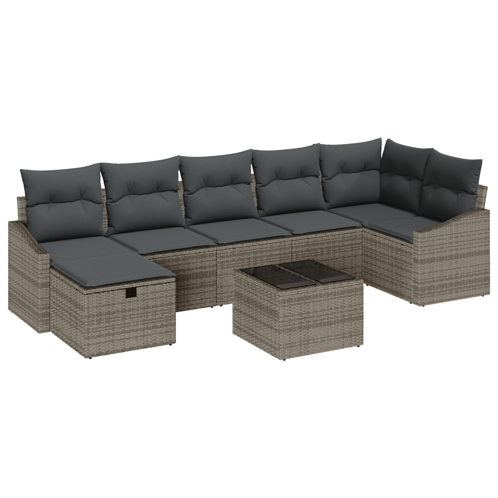 Thumbnail - vidaXL 8-tlg. Garten-Sofagarnitur mit Kissen Grau Poly Rattan