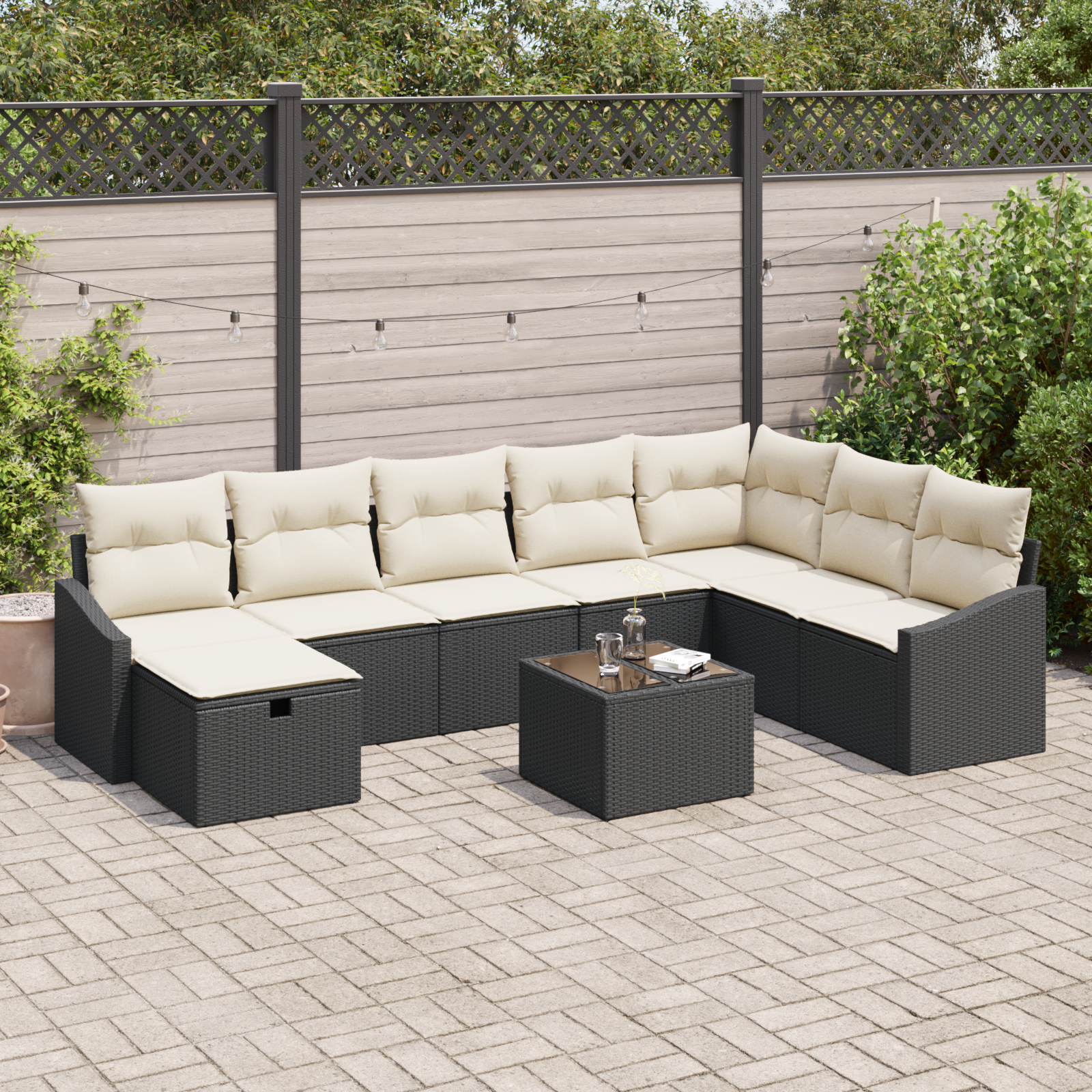 Thumbnail - vidaXL 9-tlg. Garten-Sofagarnitur mit Kissen Schwarz Poly Rattan