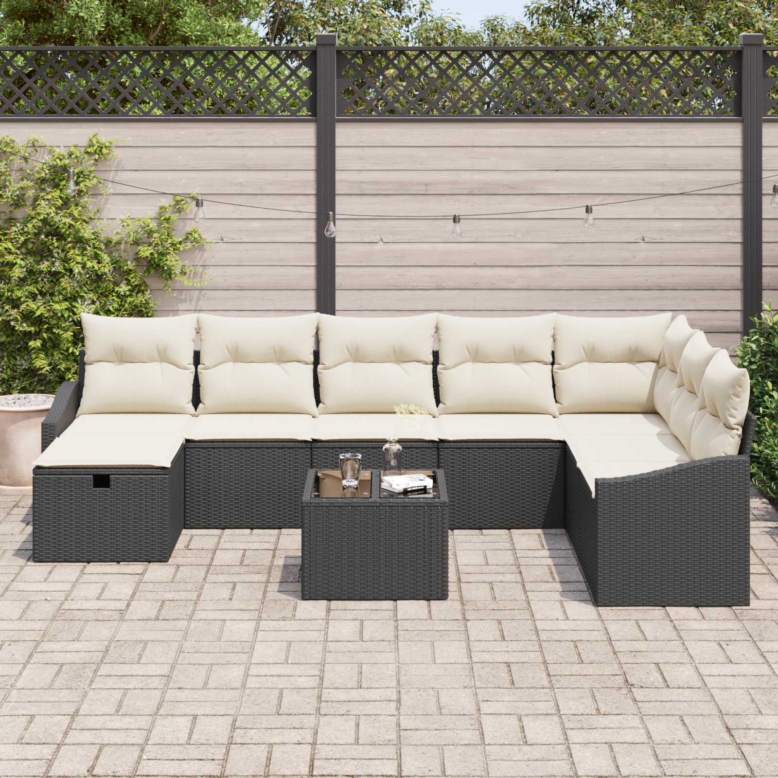 Thumbnail - vidaXL 9-tlg. Garten-Sofagarnitur mit Kissen Schwarz Poly Rattan