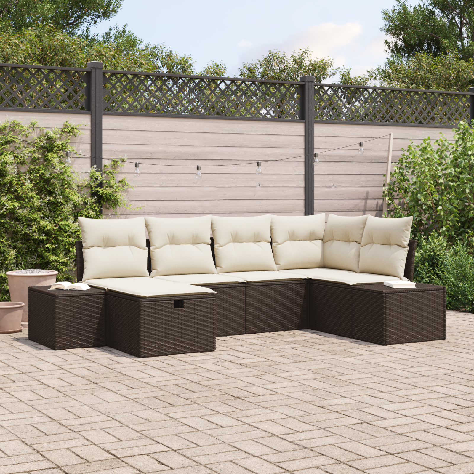Thumbnail - vidaXL 6-teiliges Garten Sofa Set mit Kissen Braun Poly Rattan