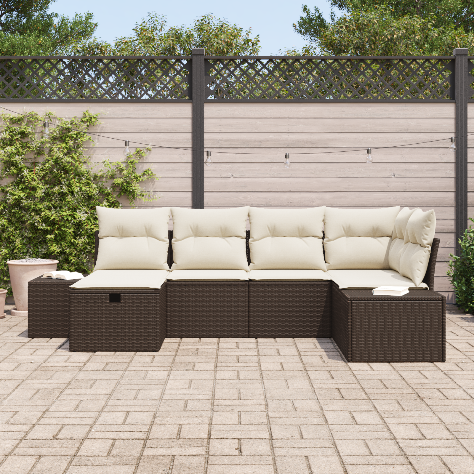 Thumbnail - vidaXL 6-teiliges Garten Sofa Set mit Kissen Braun Poly Rattan