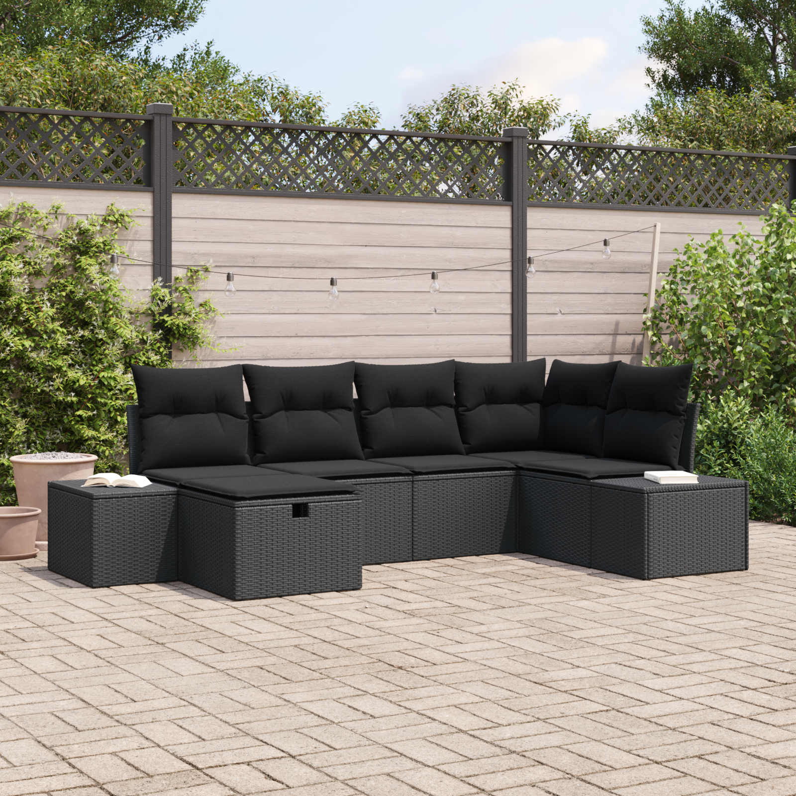 Thumbnail - vidaXL 6-teiliges Garten Sofa Set mit Kissen aus schwarzem Poly Rattan