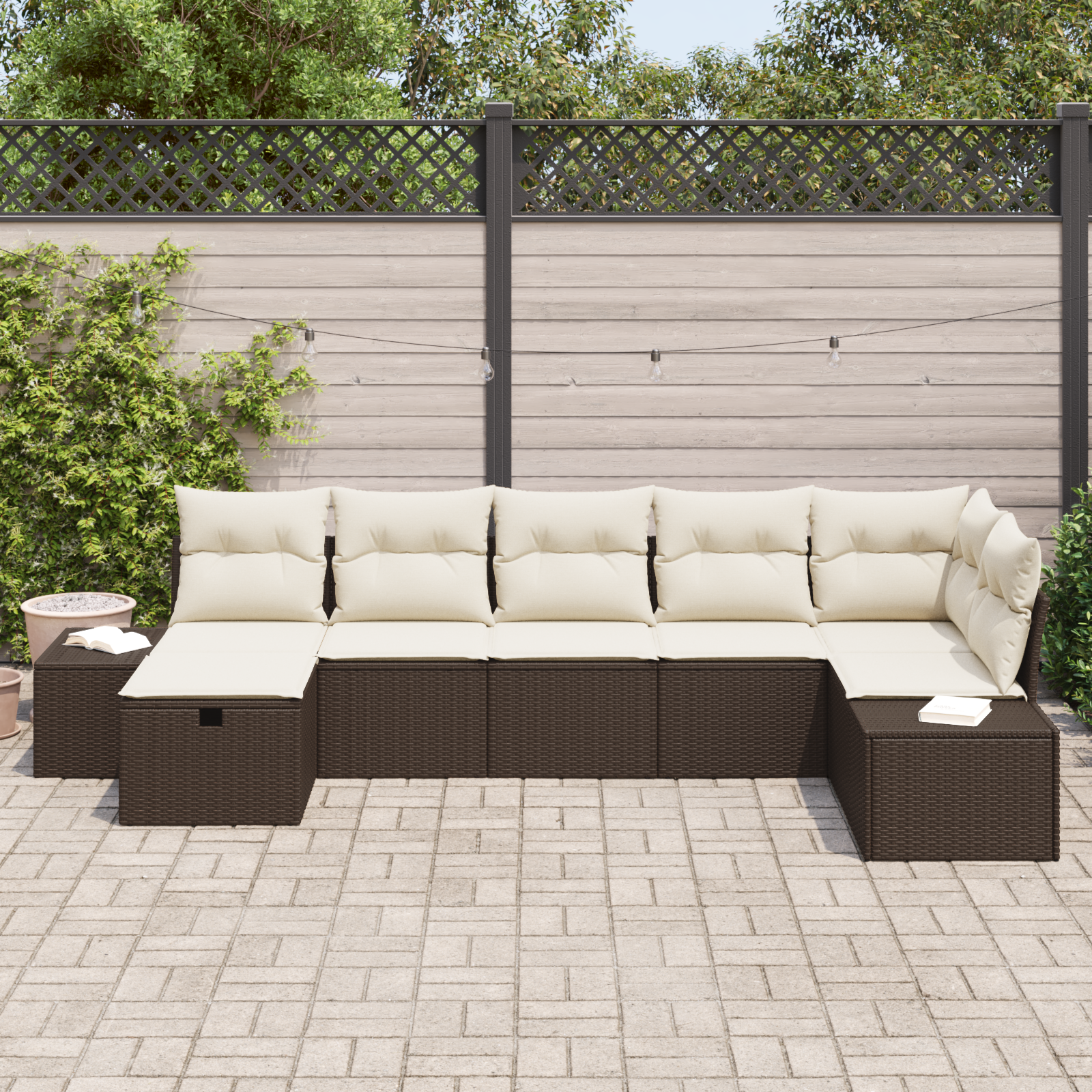 Thumbnail - vidaXL 7-tlg. Garten-Sofagarnitur mit Kissen Braun Poly Rattan