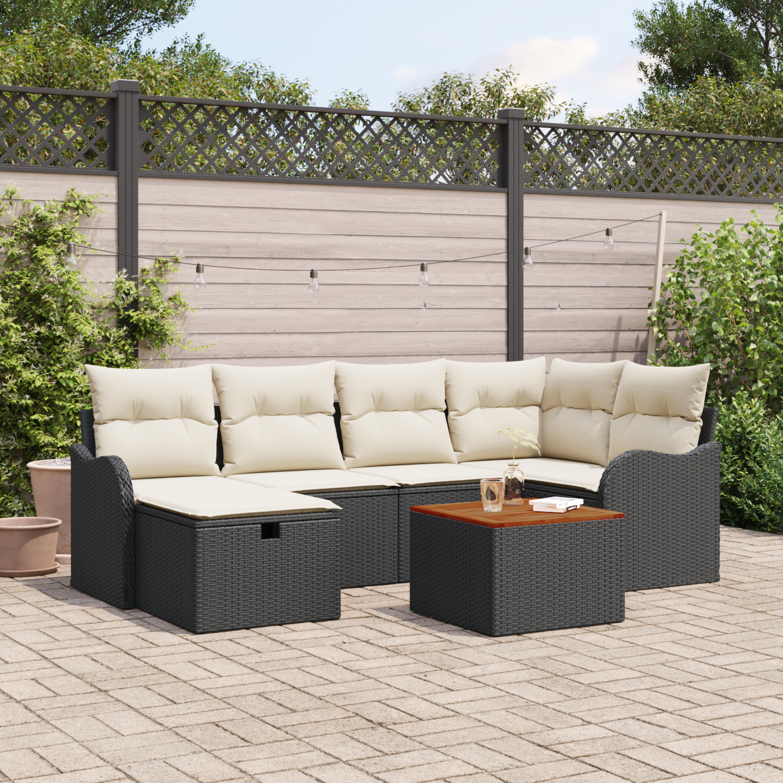 Thumbnail - vidaXL 7-teiliges Garten Sofa Set mit Kissen Schwarz Poly Rattan