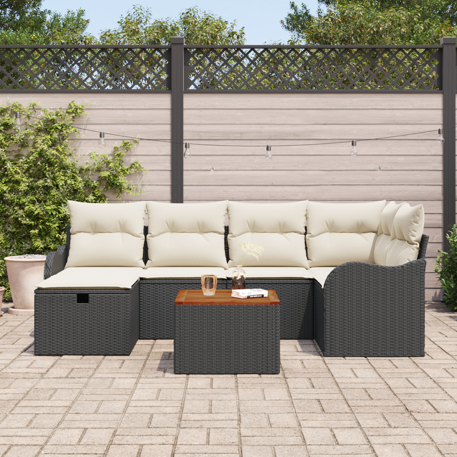 Thumbnail - vidaXL 7-teiliges Garten Sofa Set mit Kissen Schwarz Poly Rattan