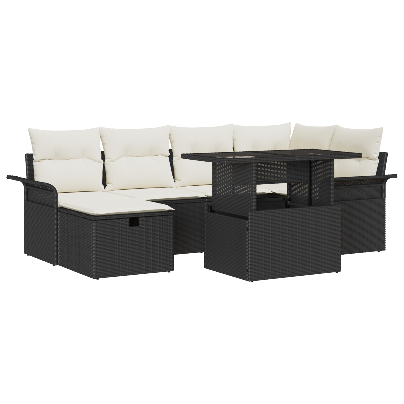 Thumbnail - vidaXL 7-teiliges Garten-Sofa-Set mit Kissen Schwarz Poly-Rattan