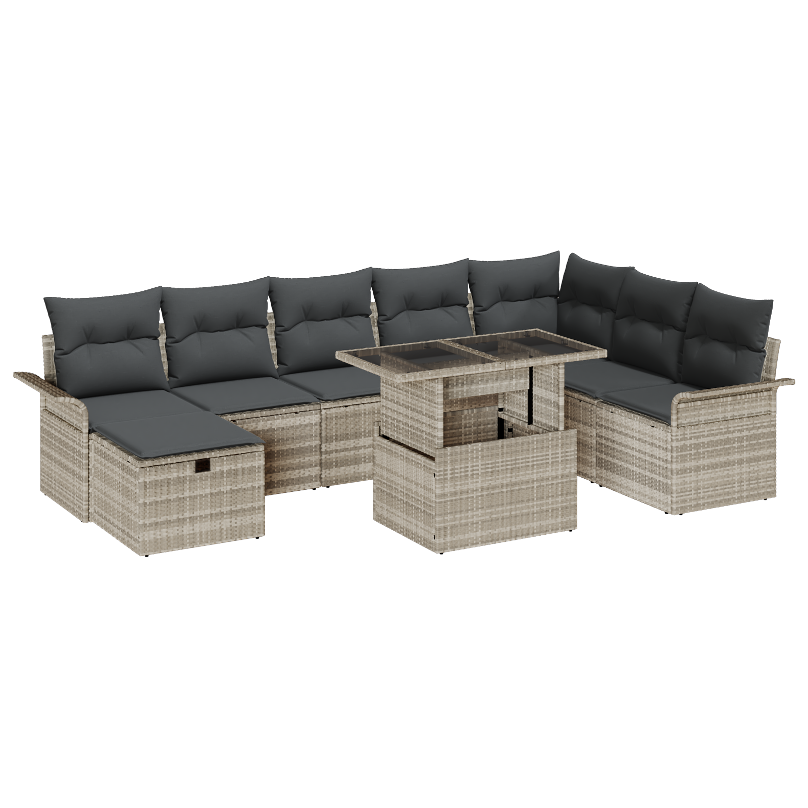 Thumbnail - vidaXL 9-teiliges Garten Sofa Set mit Kissen Hellgraues Poly Rattan