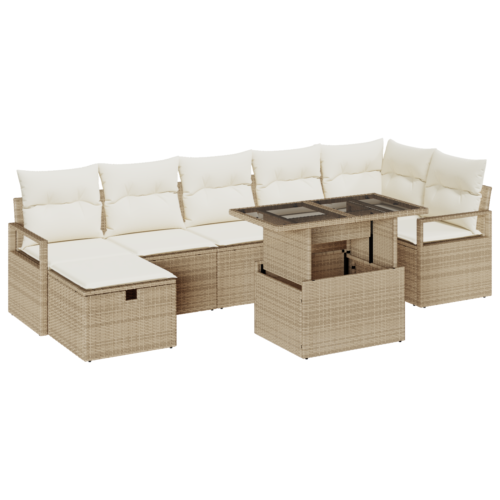 Thumbnail - vidaXL 8-Teiliges Garten Sofa Set mit Kissen Beige Poly Rattan