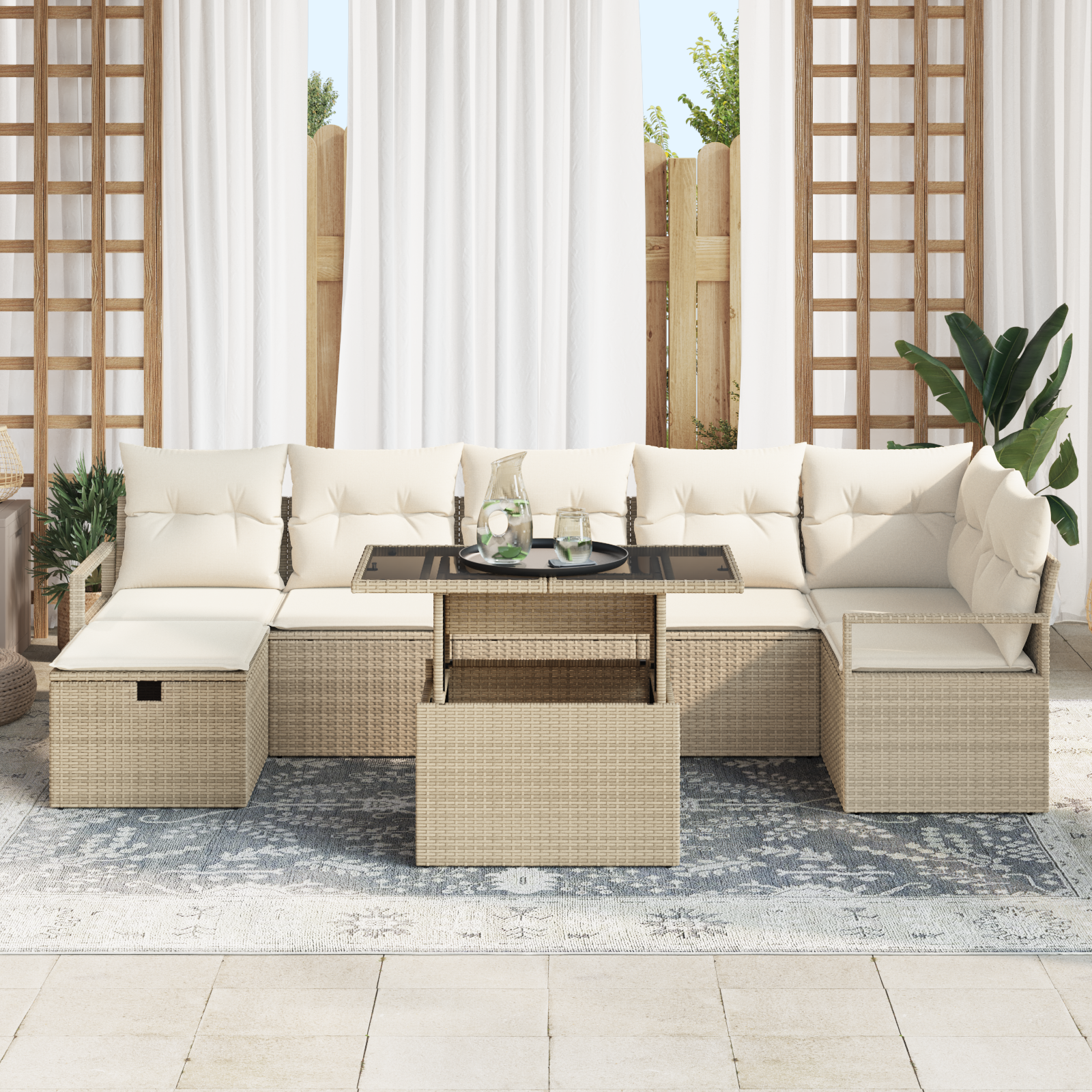 Thumbnail - vidaXL 8-Teiliges Garten Sofa Set mit Kissen Beige Poly Rattan