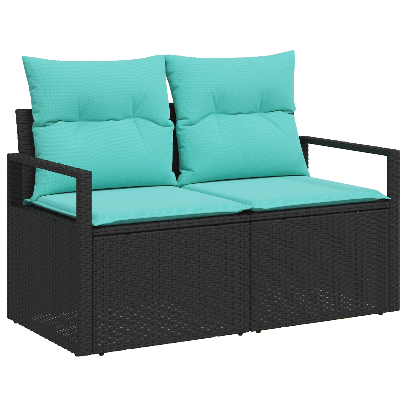9 Piece Garden Sofa Set with Cushions Black Poly Rattan vidaXL - Picture 5 of 13