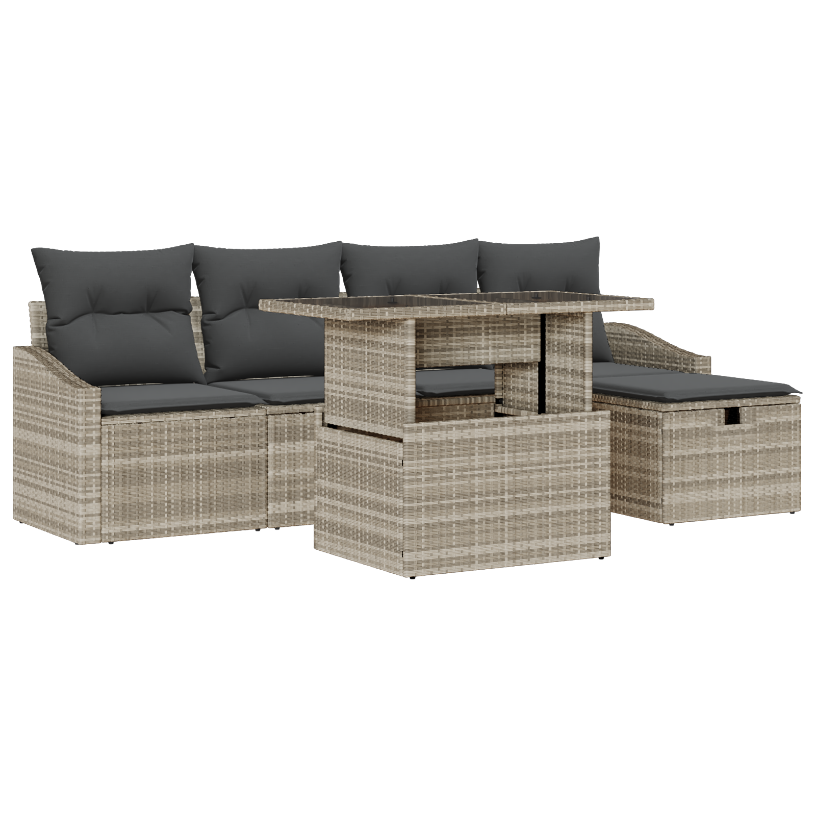 Thumbnail - vidaXL 6-teiliges Garten-Sofaset mit Kissen - Hellgrau Poly-Rattan