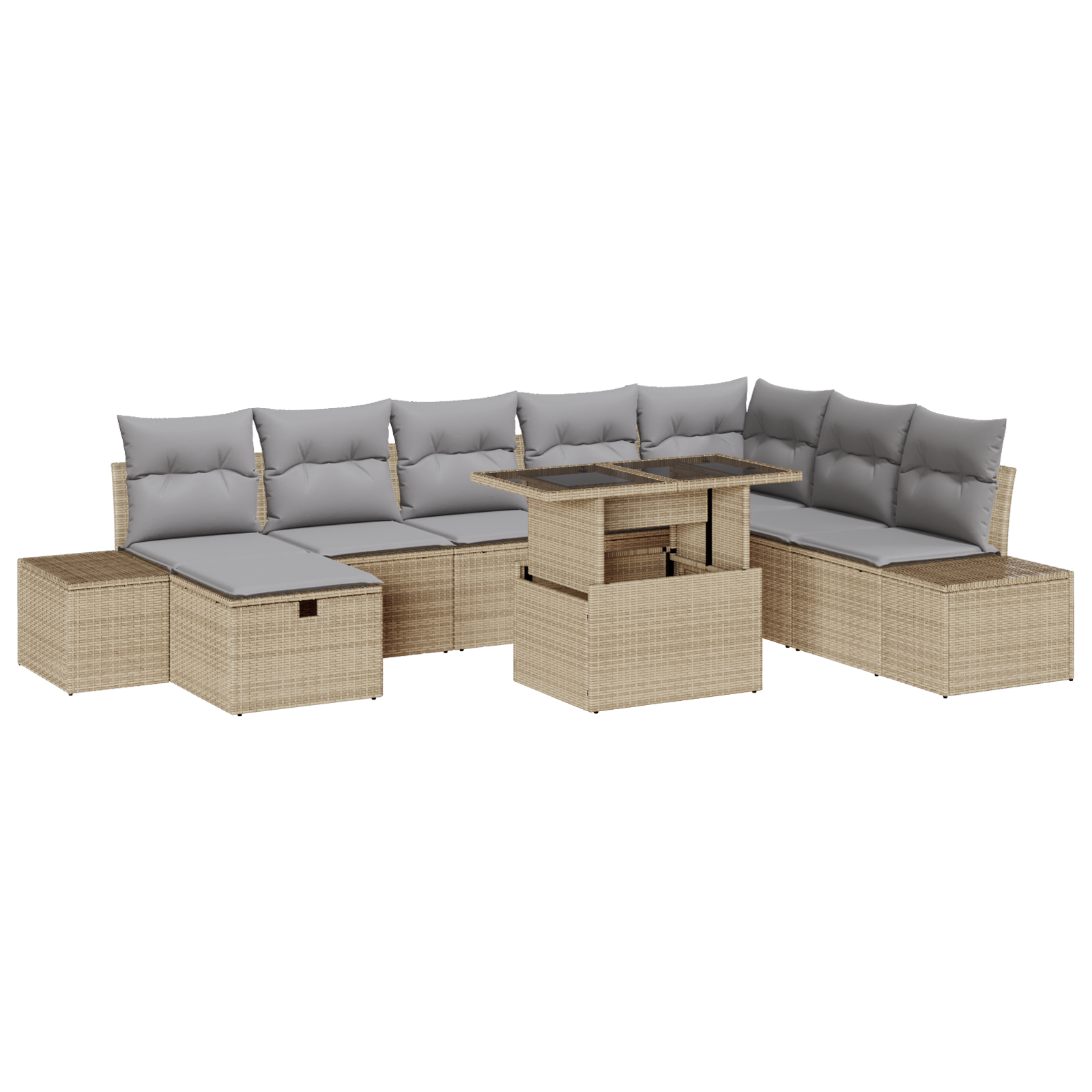 Thumbnail - vidaXL 9-teiliges Garten-Sofa-Set mit Kissen in Beige aus Poly-Rattan