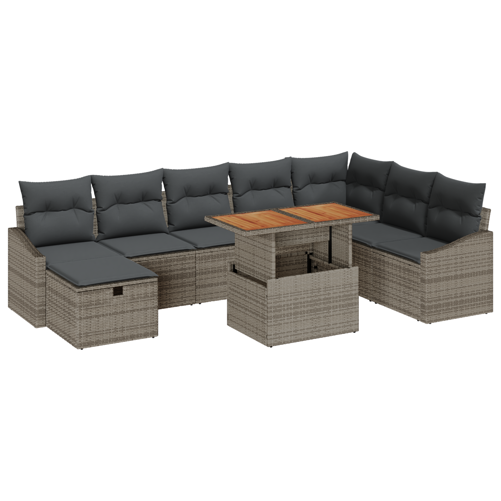 Thumbnail - vidaXL 9-teilige Garten-Sofa-Set mit Kissen Grau Poly-Rattan