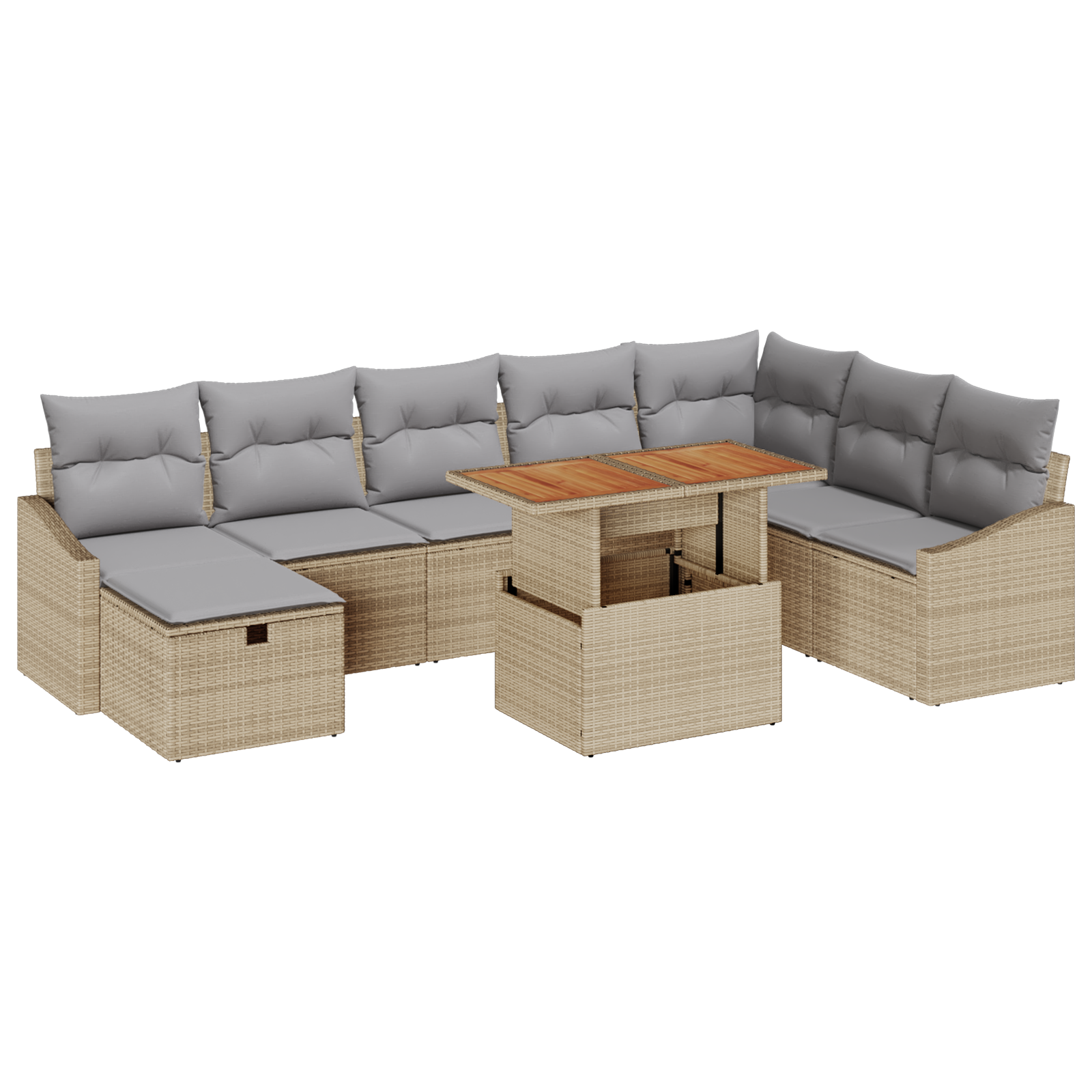 Thumbnail - vidaXL 9-tlg. Garten-Sofagarnitur mit Kissen Beige Poly Rattan