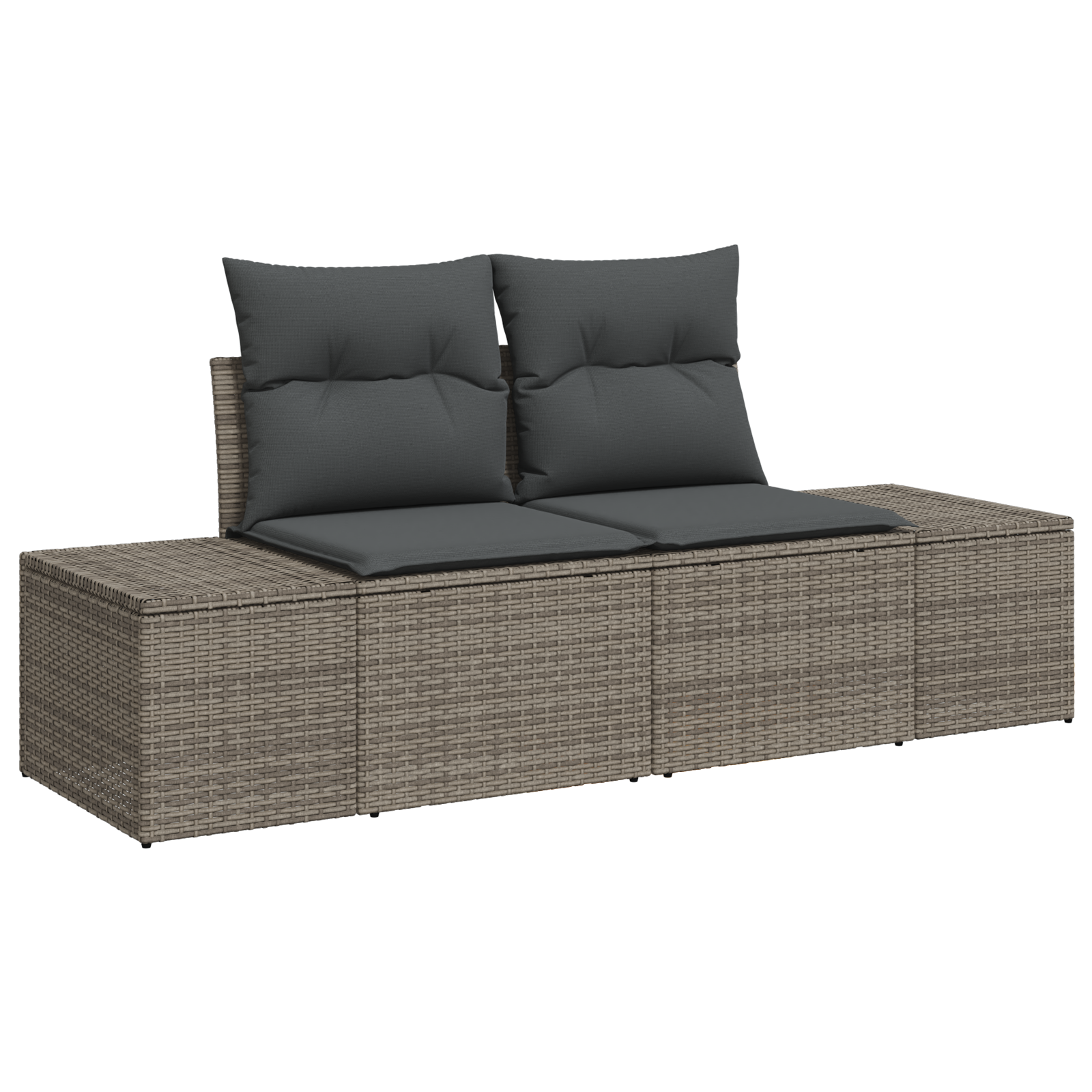 9 части градински комплект с възглавници Сив Poly Rattan Acacia - Image 4