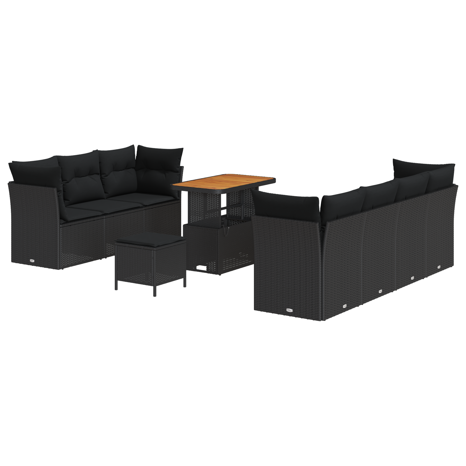 Thumbnail - vidaXL 10-teiliges Garten Sofa Set mit Kissen Schwarz Poly Rattan Akazie